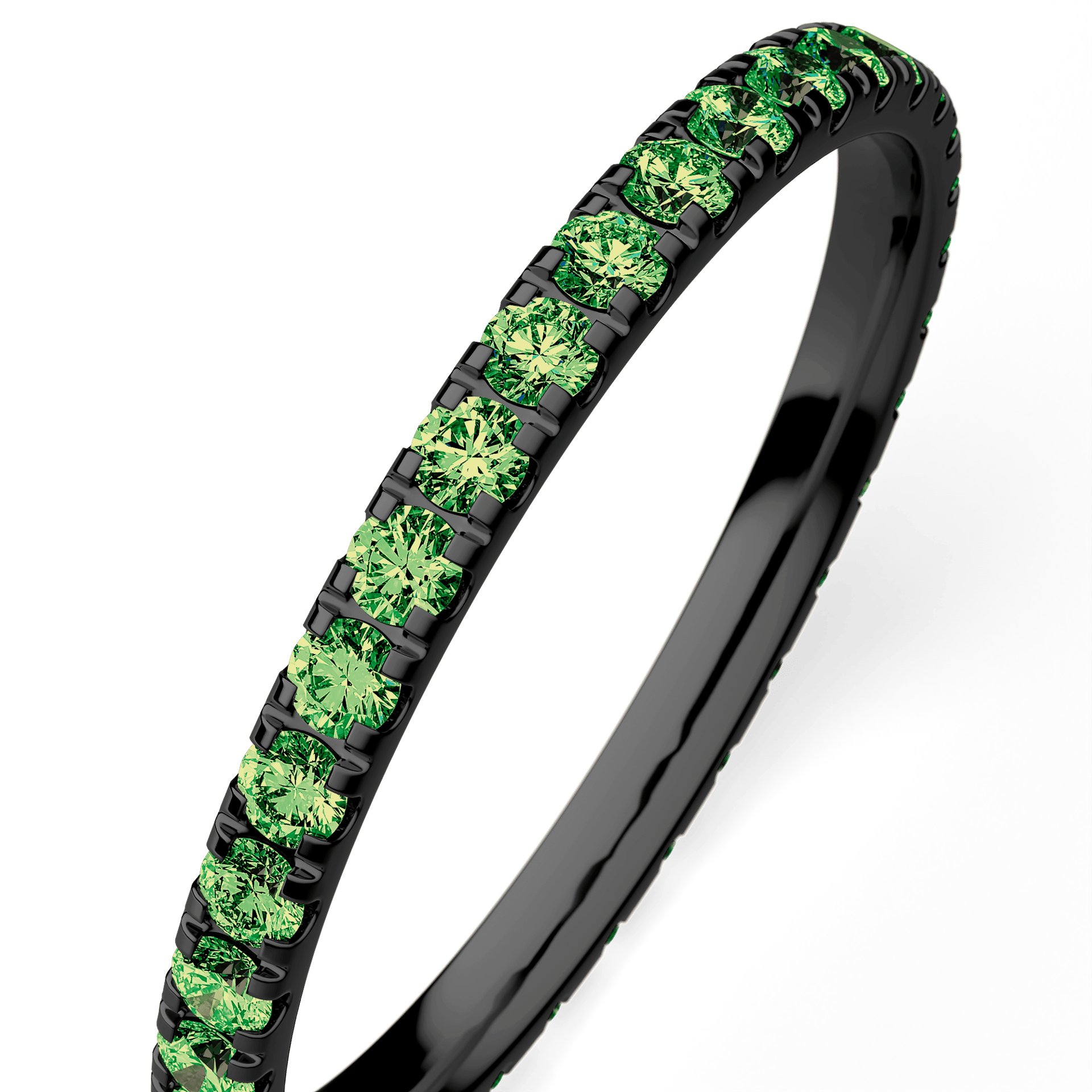 Dostawka Rosie z czarnego złota z ciemnym zielonym diamentem 0,53ct