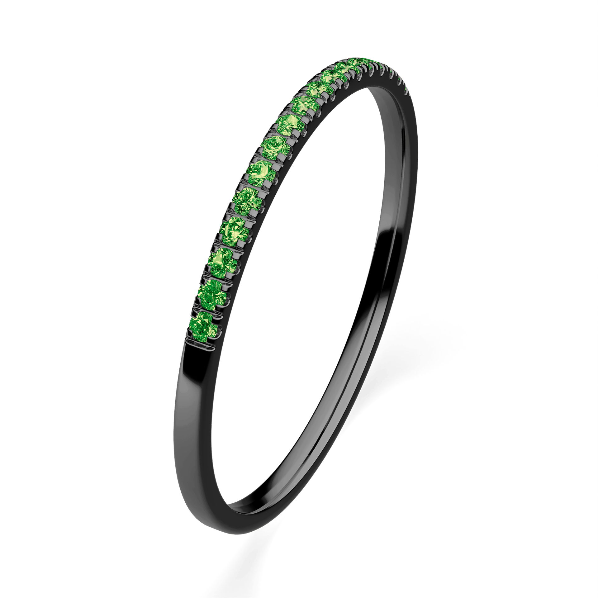 Dostawka Rosie z czarnego złota z ciemnym zielonym diamentem laboratoryjnym 0,08ct