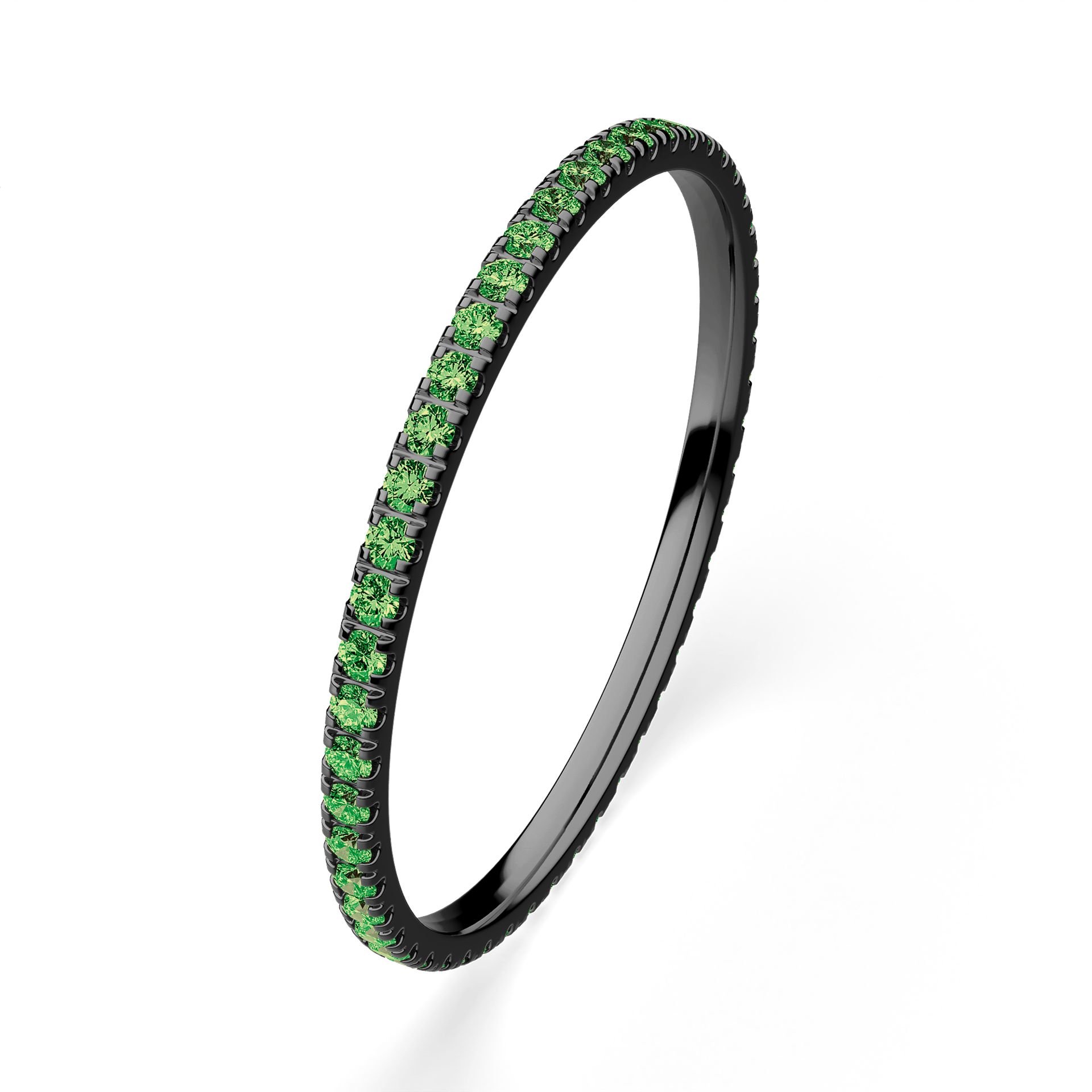 Dostawka Rosie z czarnego złota z ciemnym zielonym diamentem 0,25ct