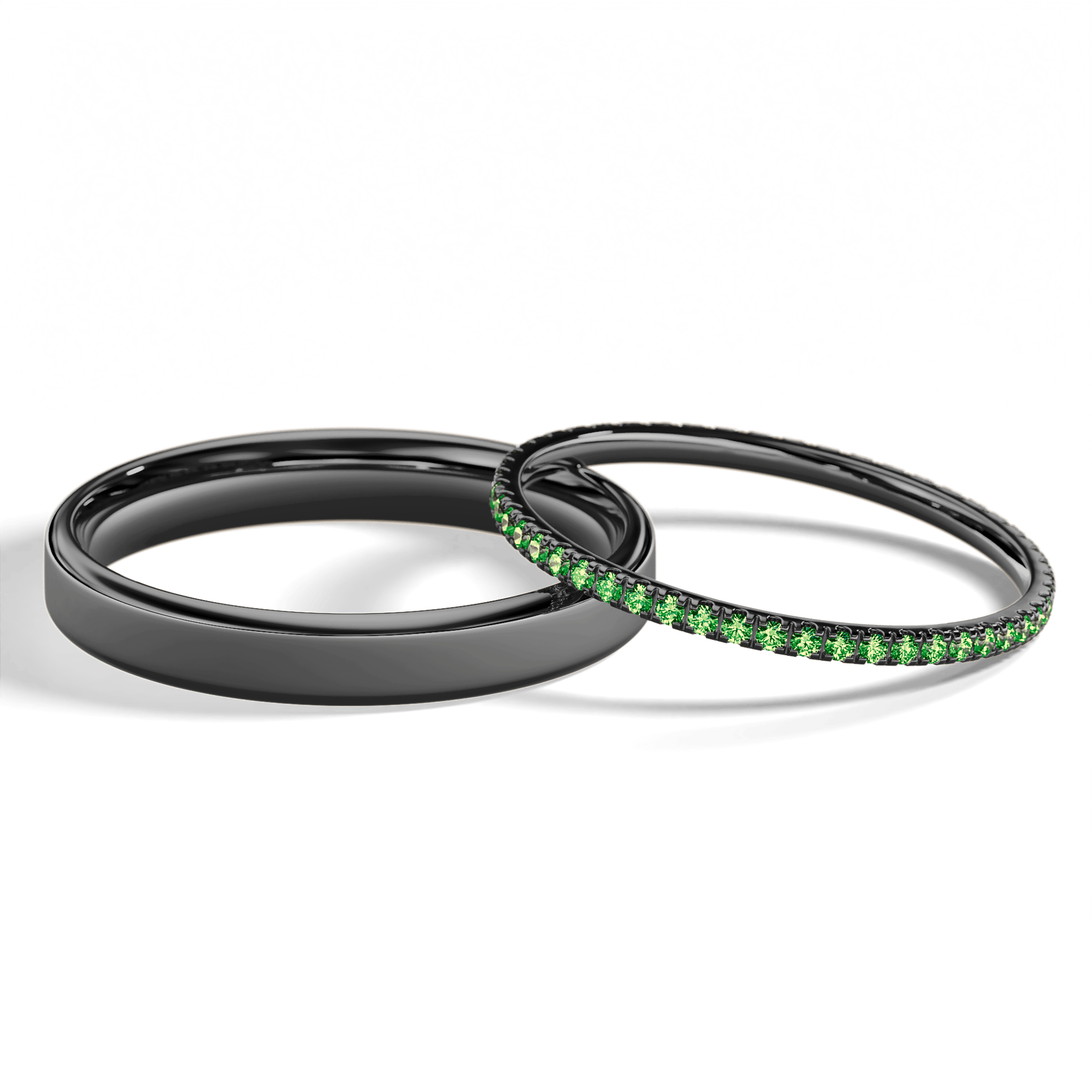 Dostawka Rosie z czarnego złota z ciemnym zielonym diamentem 0,25ct