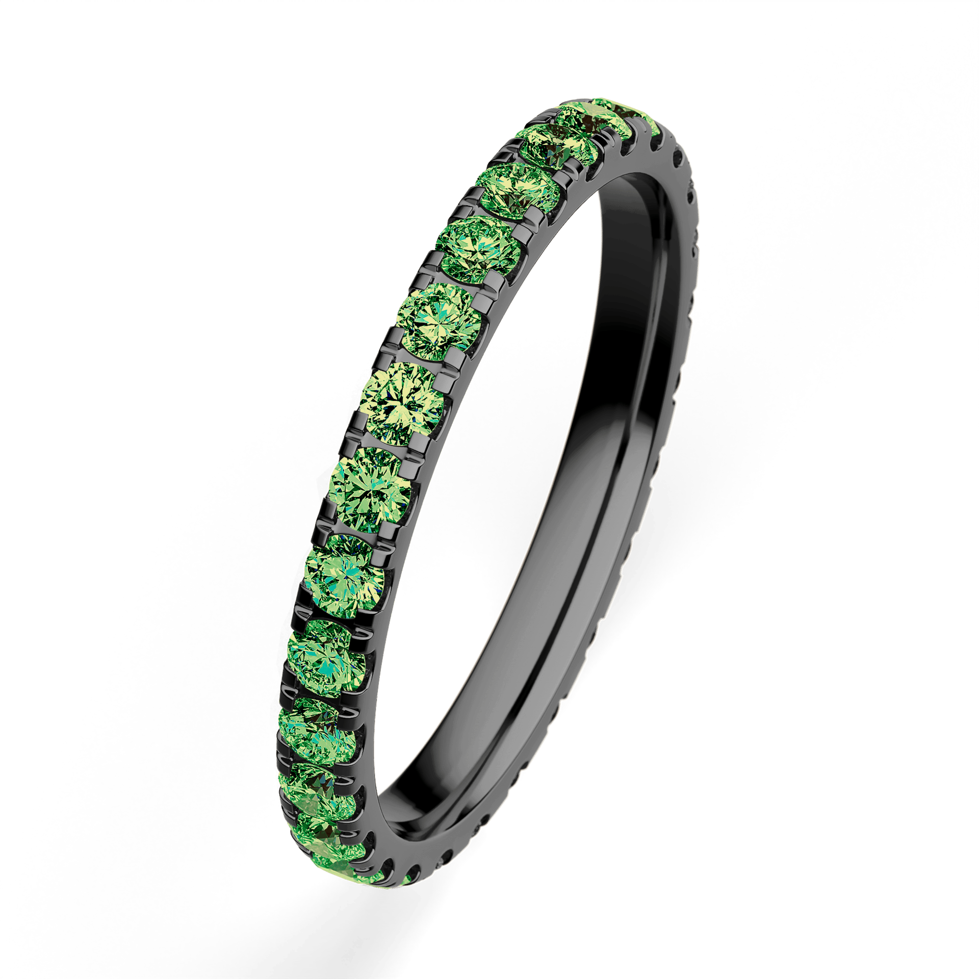 Dostawka Rosie z czarnego złota z ciemnym zielonym diamentem 0,96ct