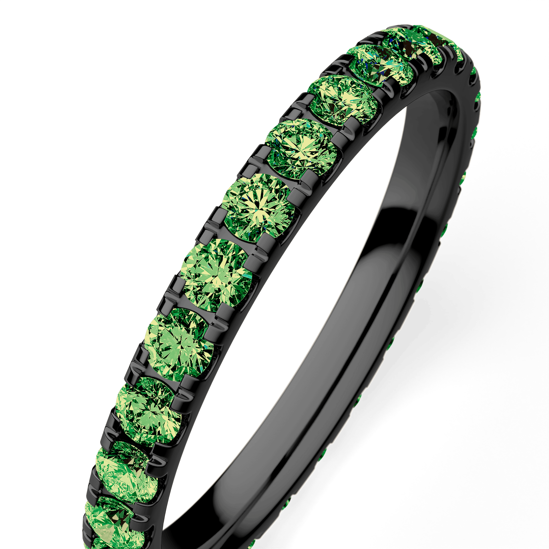 Dostawka Rosie z czarnego złota z ciemnym zielonym diamentem 0,96ct