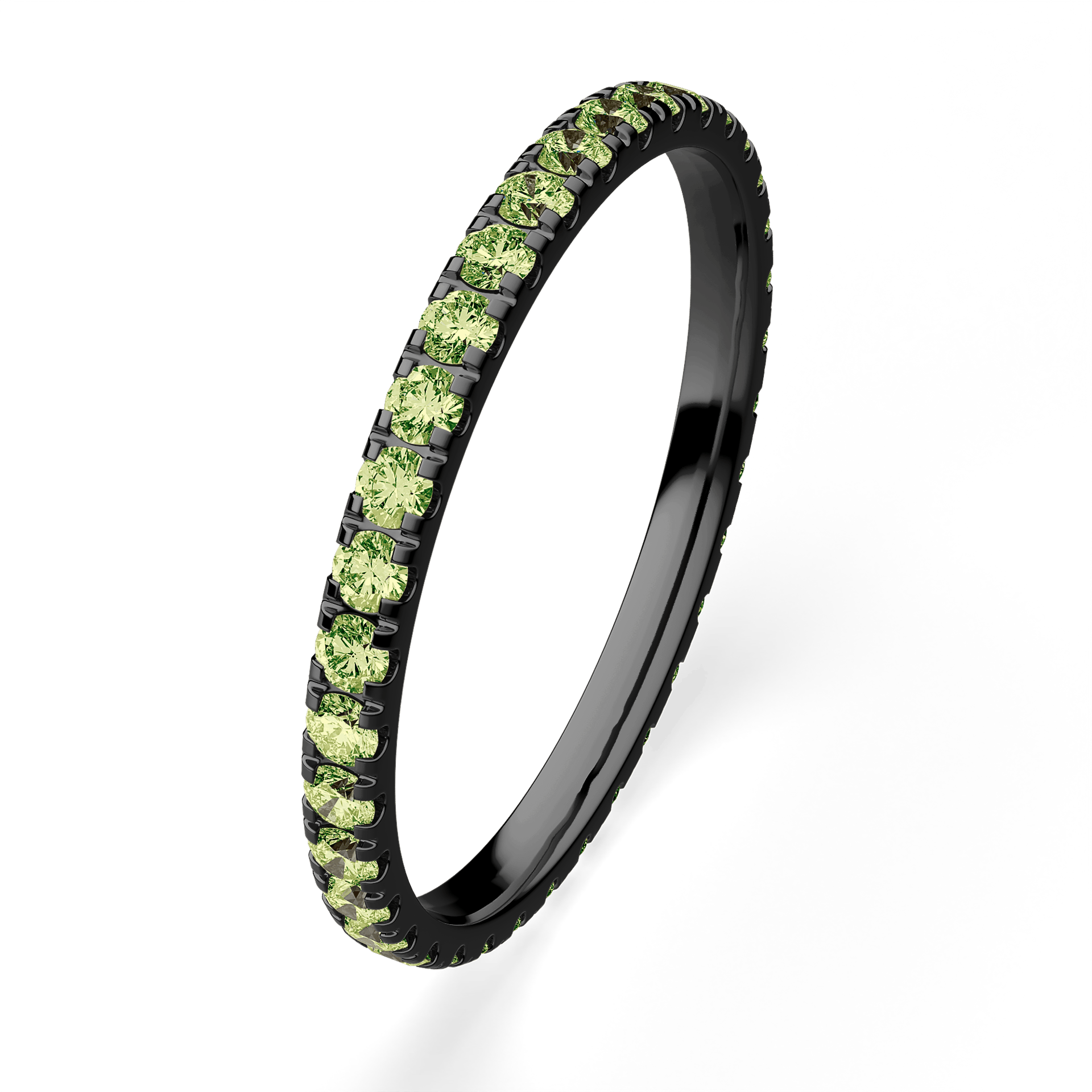 Dostawka Rosie z czarnego złota z jasnym zielonym diamentem 0,53ct