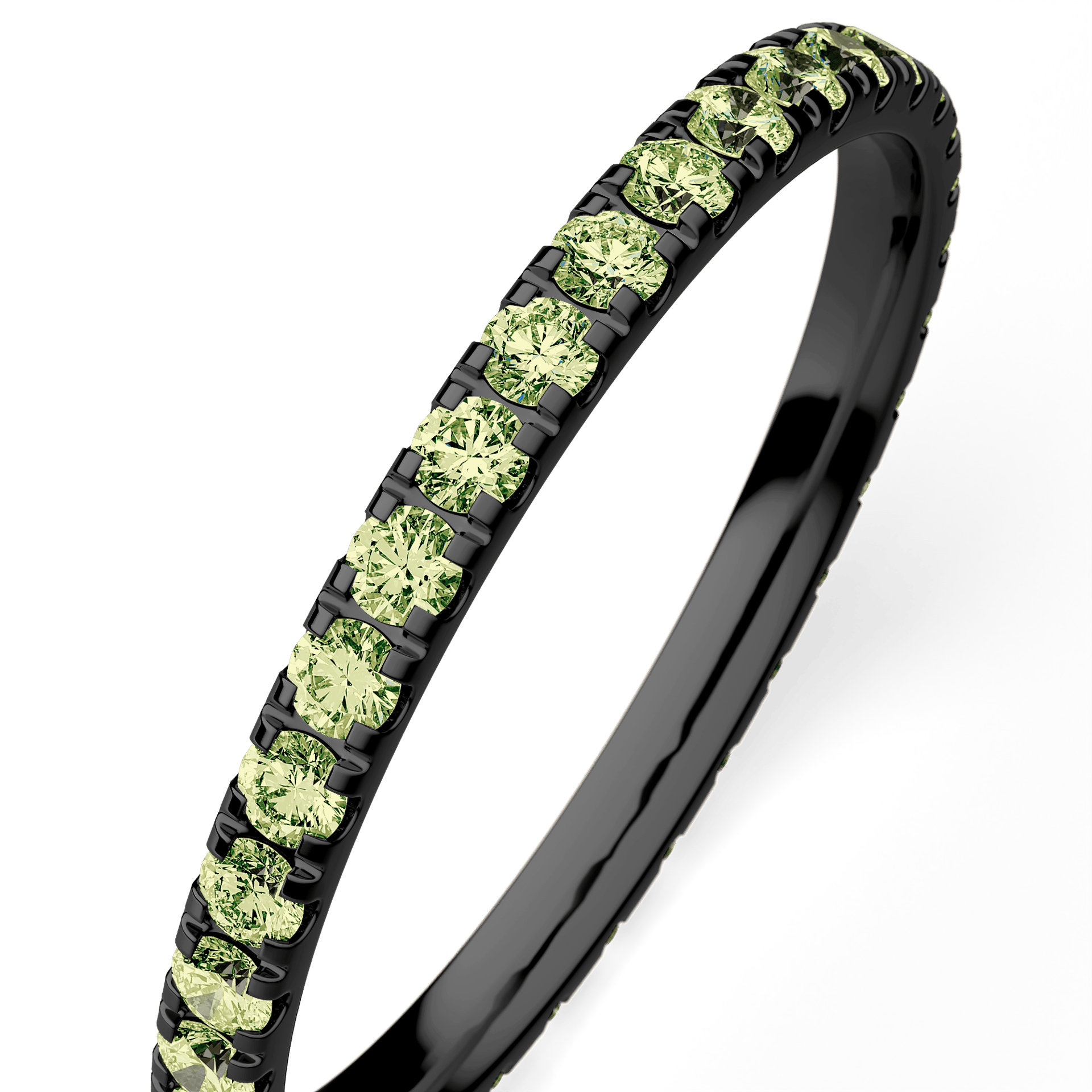 Dostawka Rosie z czarnego złota z jasnym zielonym diamentem 0,53ct