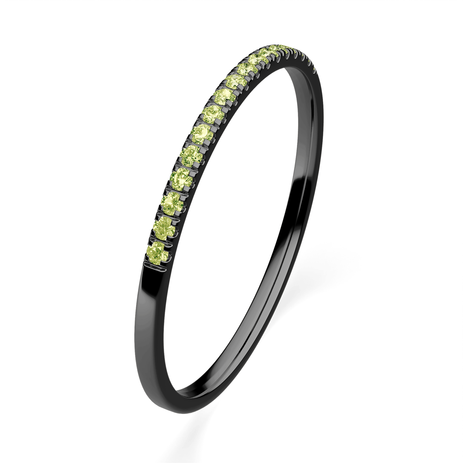 Dostawka Rosie z czarnego złota z jasnym zielonym diamentem laboratoryjnym 0,08ct