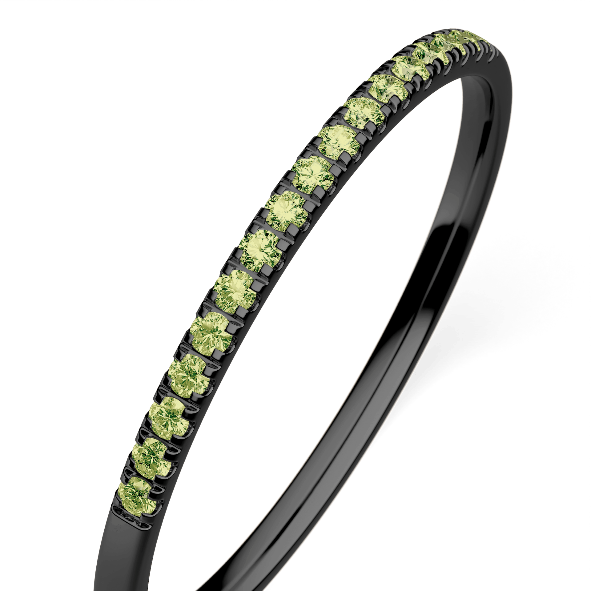 Dostawka Rosie z czarnego złota z jasnym zielonym diamentem laboratoryjnym 0,08ct