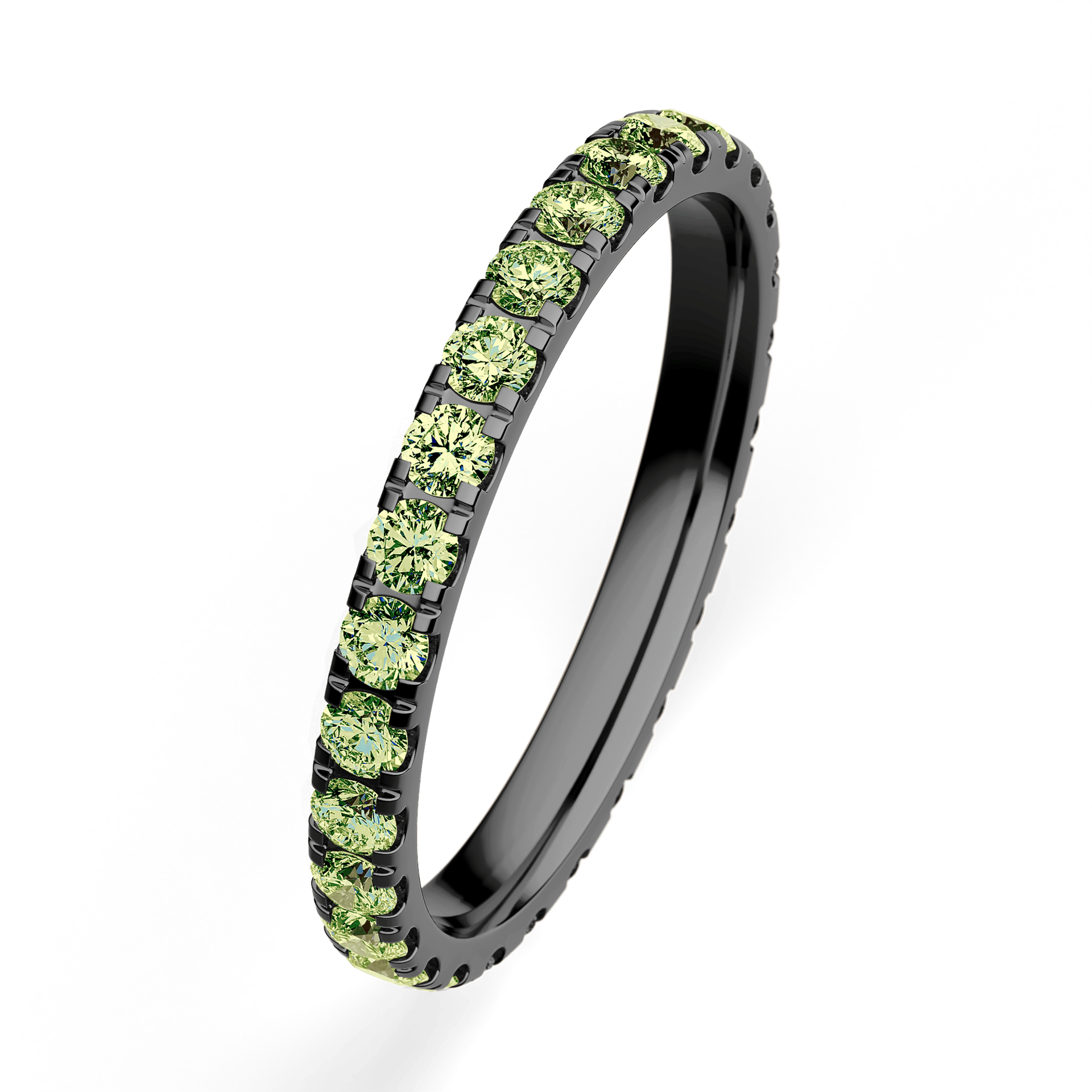 Dostawka Rosie z czarnego złota z jasnym zielonym diamentem 0,96ct