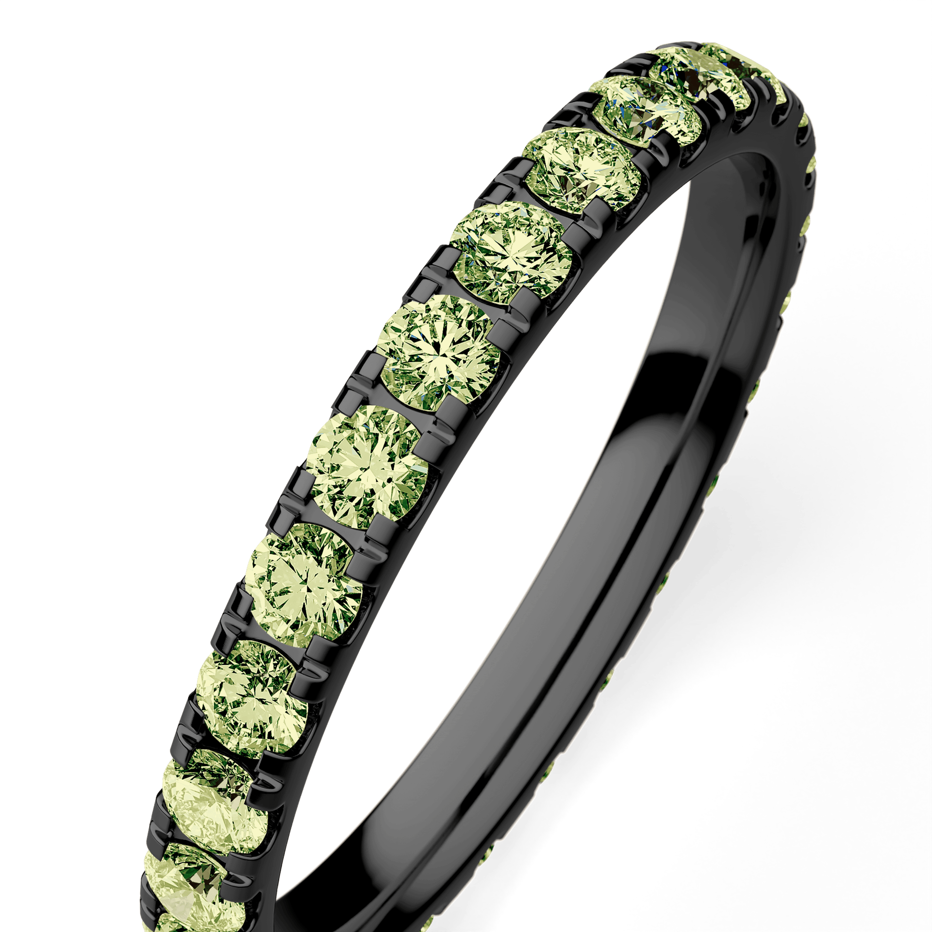 Dostawka Rosie z czarnego złota z jasnym zielonym diamentem 0,96ct