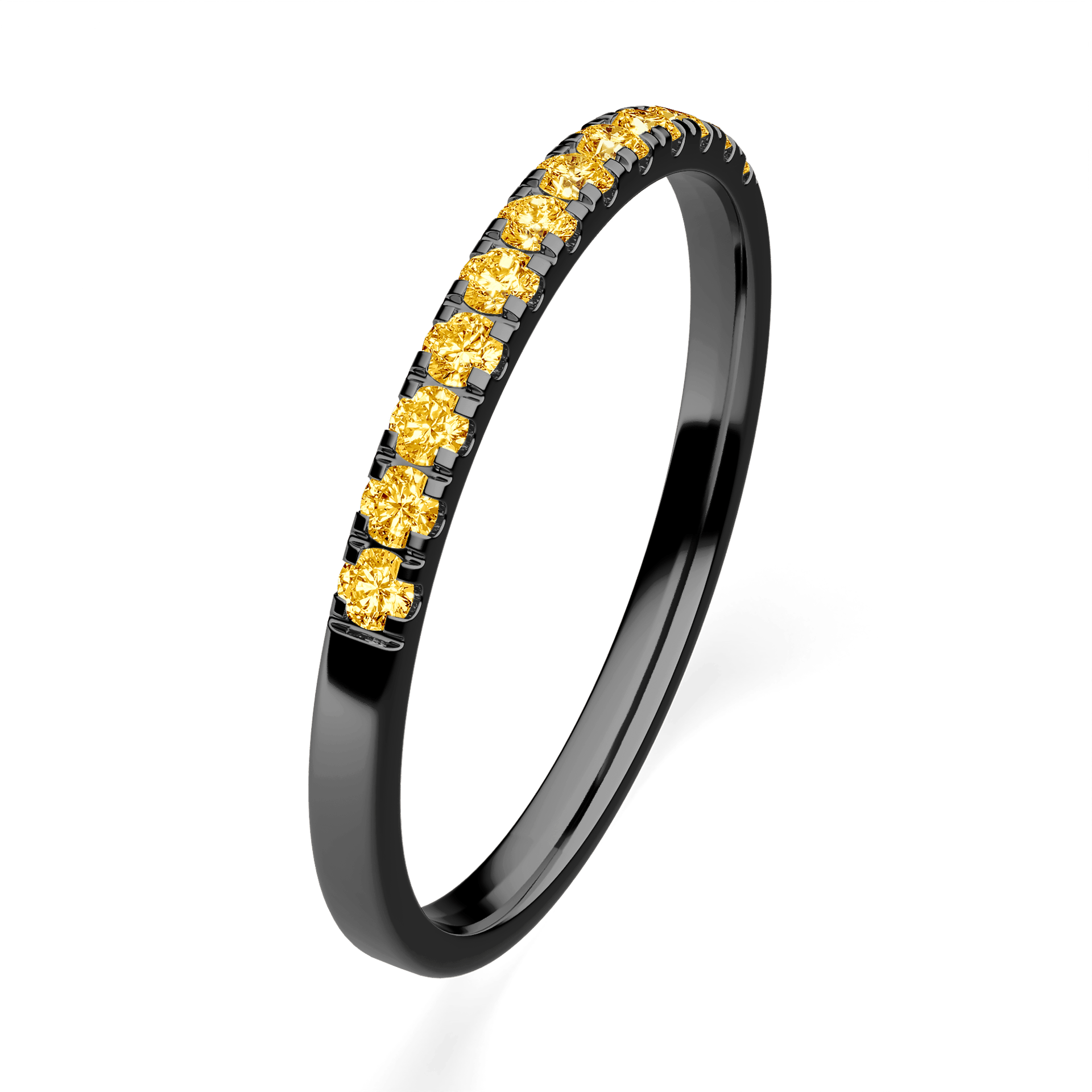 Dostawka Rosie z czarnego złota z żółtym diamentem laboratoryjnym 0,18ct