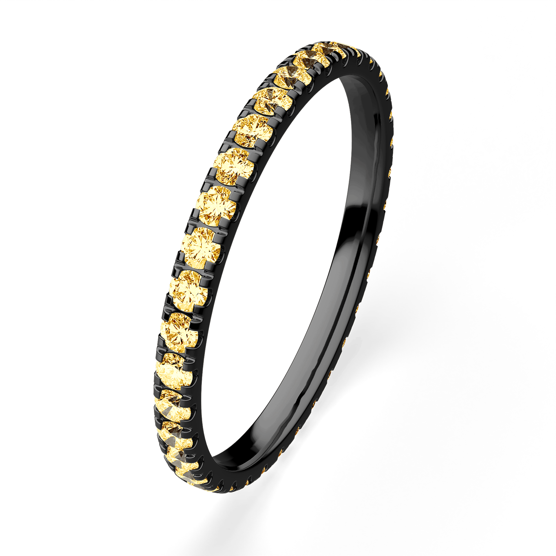 Dostawka Rosie z czarnego złota z żółtym diamentem 0,53ct