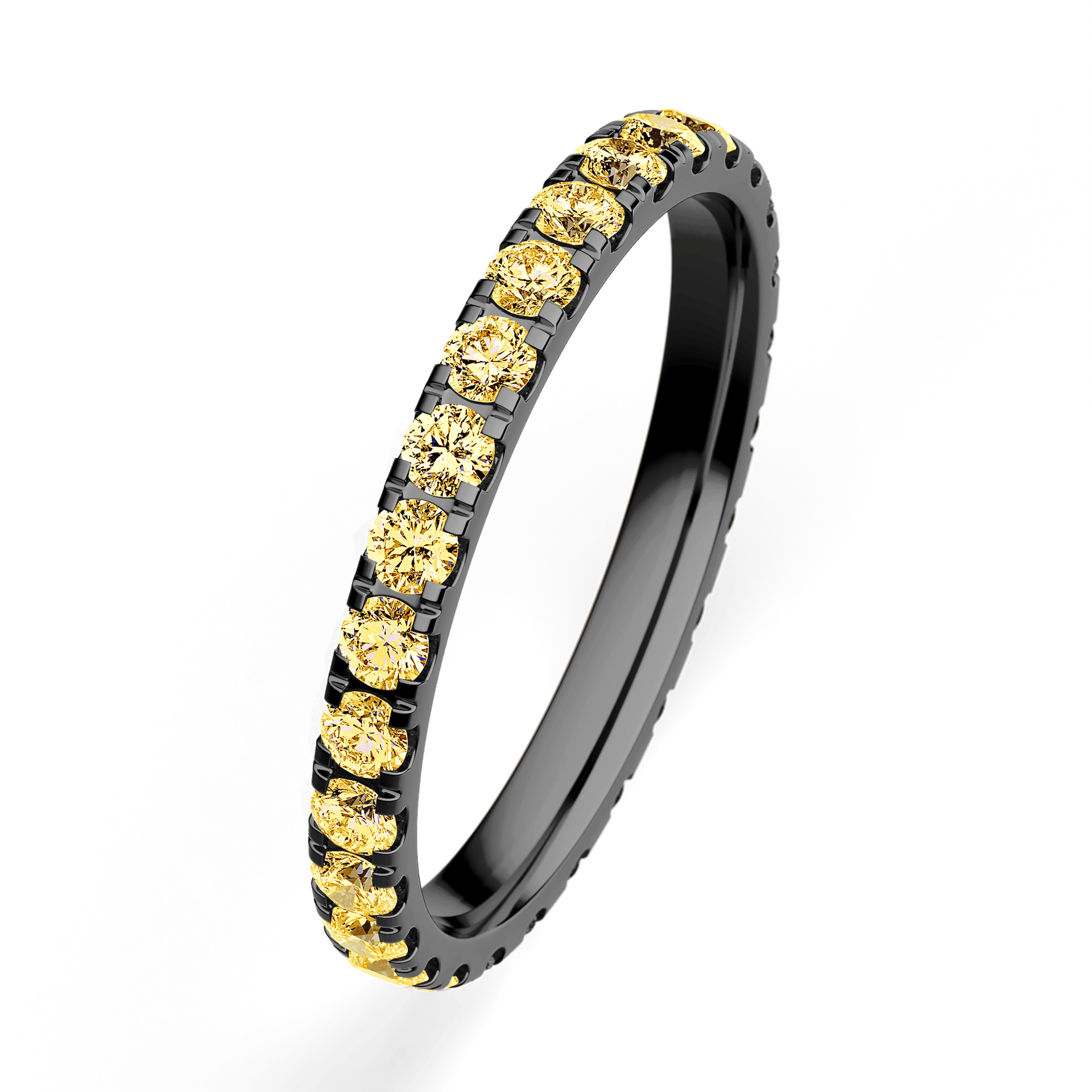 Dostawka Rosie z czarnego złota z żółtym diamentem 0,96ct