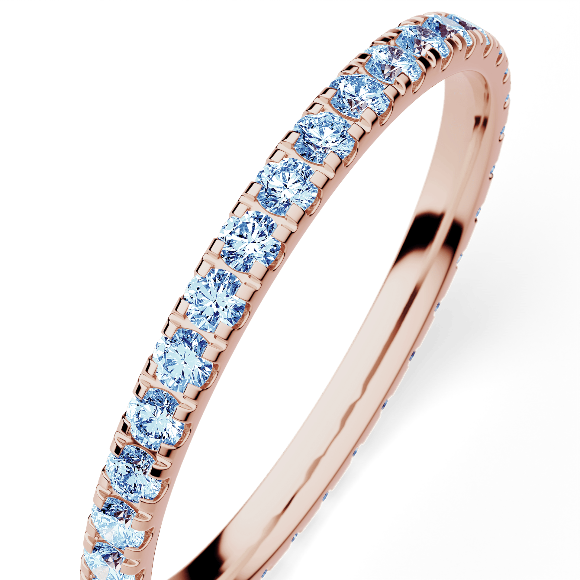 Dostawka Rosie z różowego złota z niebieskim diamentem 0,53ct