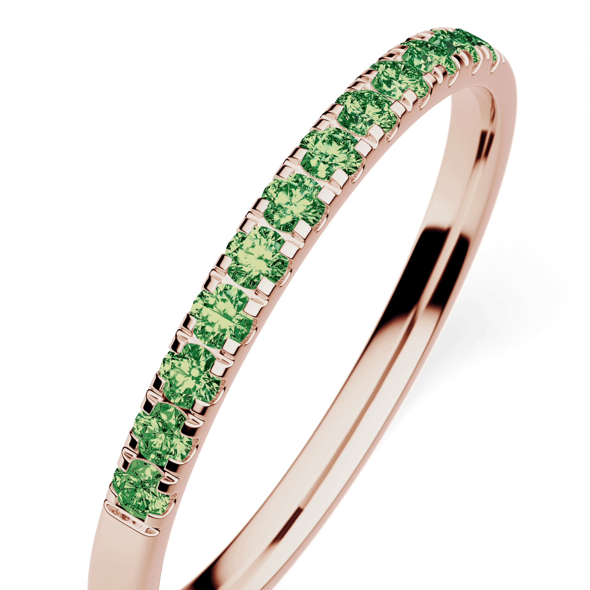 Dostawka Rosie z różowego złota z ciemnym zielonym diamentem laboratoryjnym 0,18ct