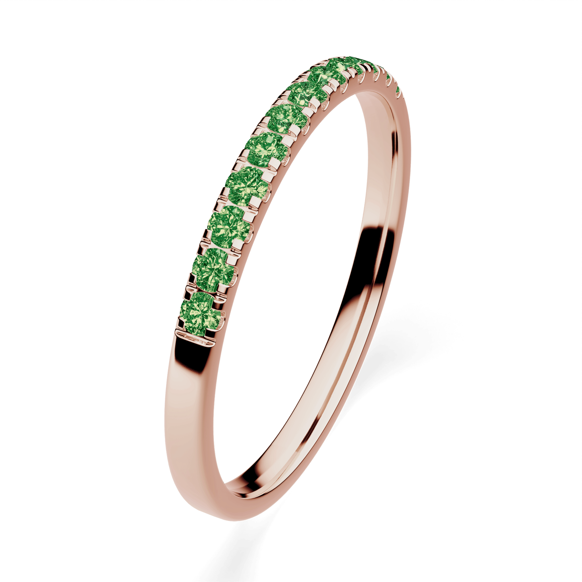 Dostawka Rosie z różowego złota z ciemnym zielonym diamentem laboratoryjnym 0,18ct