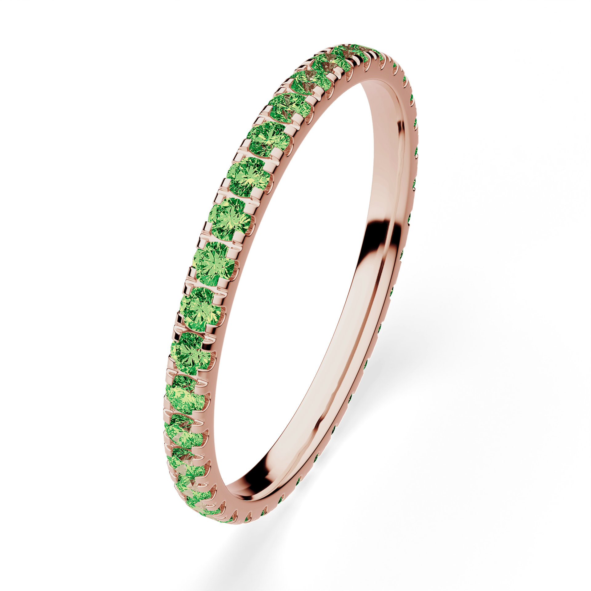 Dostawka Rosie z różowego złota z ciemnym zielonym diamentem 0,53ct