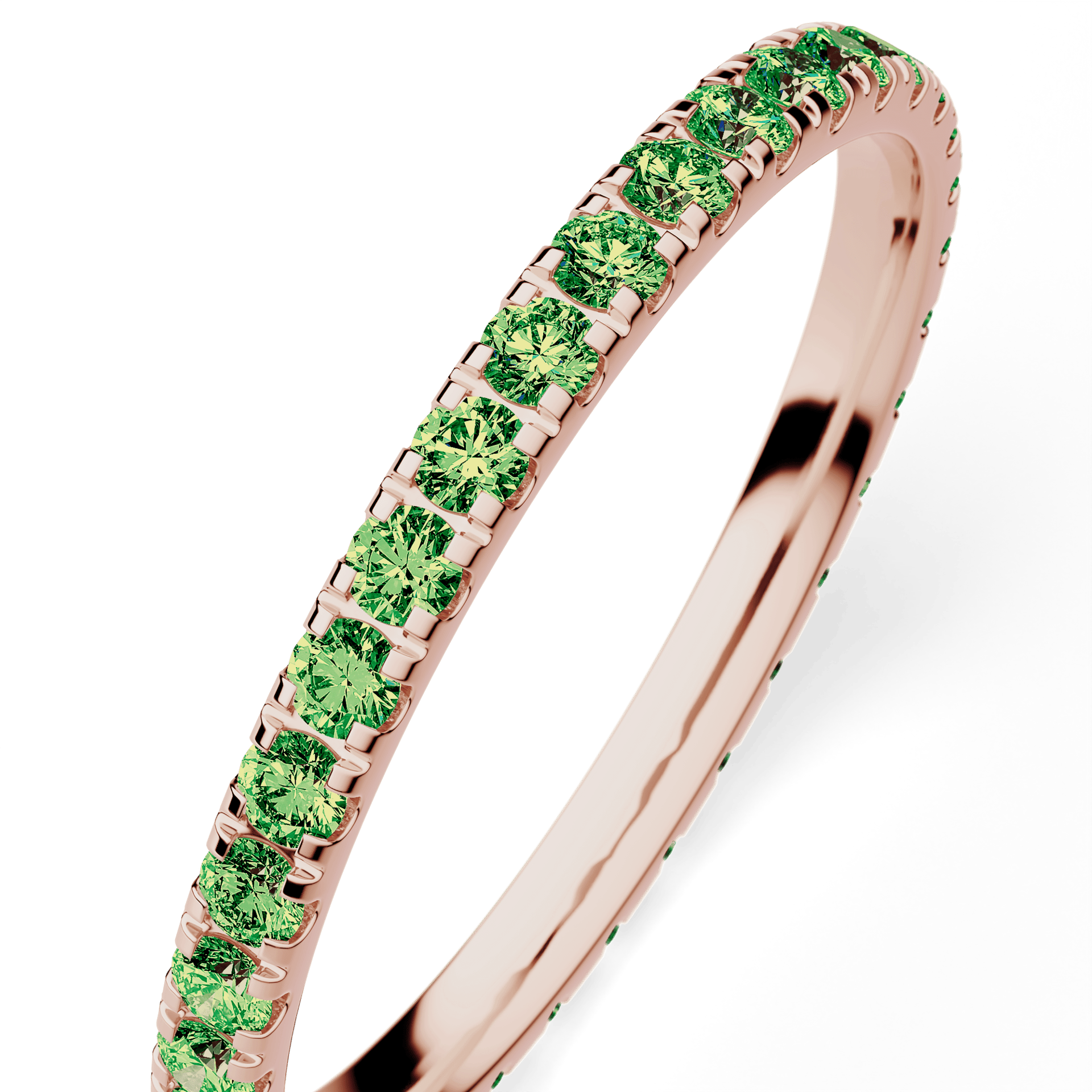 Dostawka Rosie z różowego złota z ciemnym zielonym diamentem 0,53ct