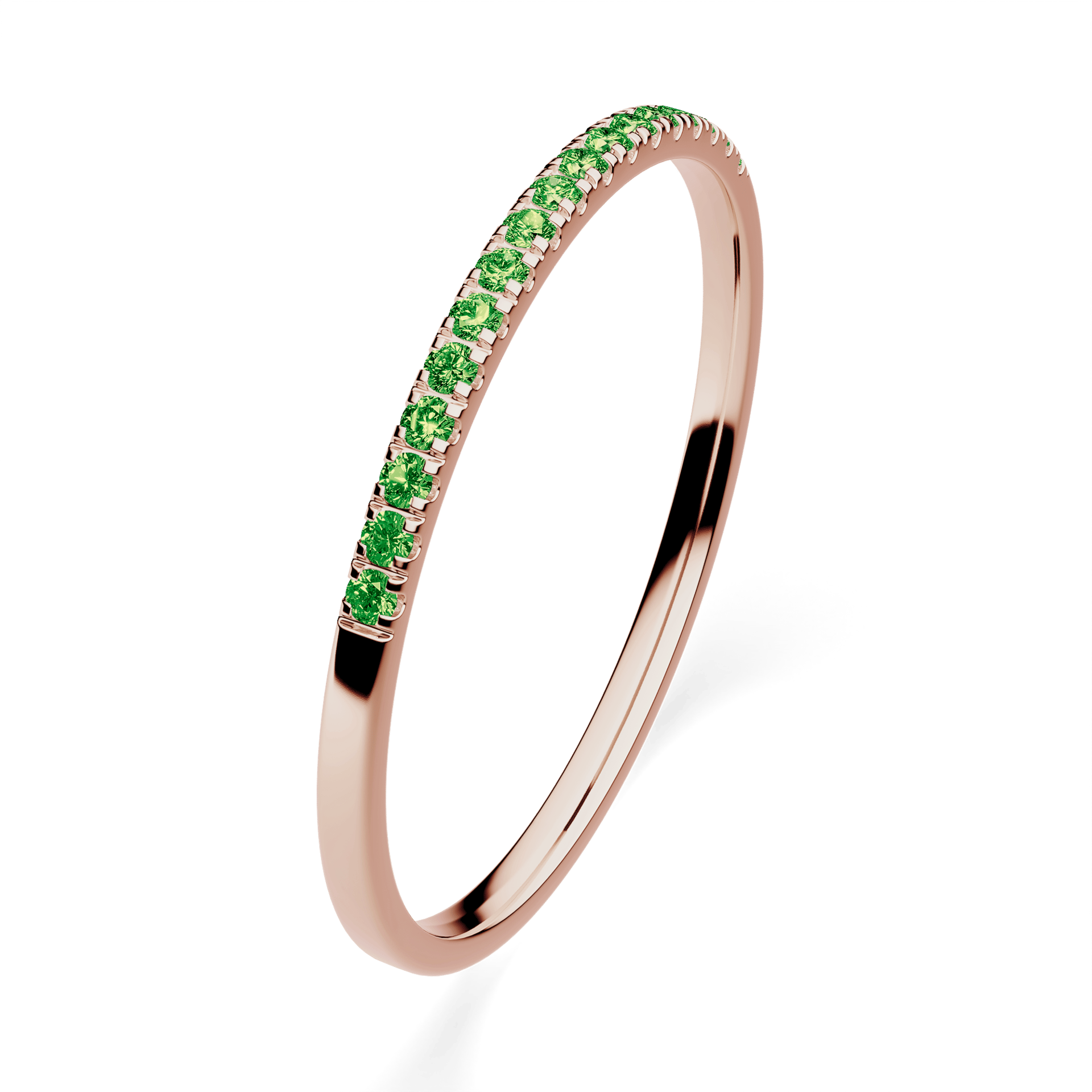 Dostawka Rosie z różowego złota z ciemnym zielonym diamentem laboratoryjnym 0,08ct