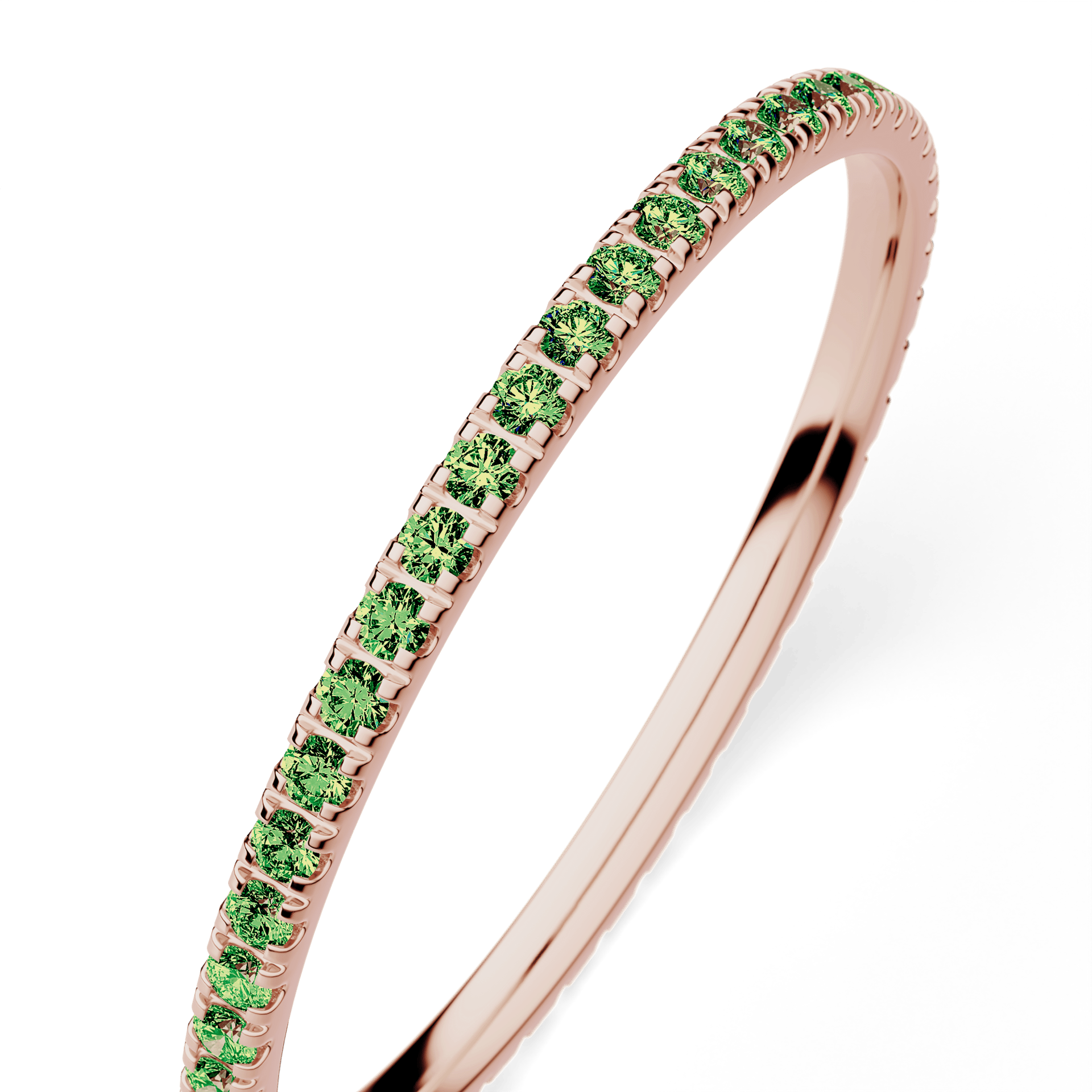 Dostawka Rosie z różowego złota z ciemnym zielonym diamentem 0,25ct