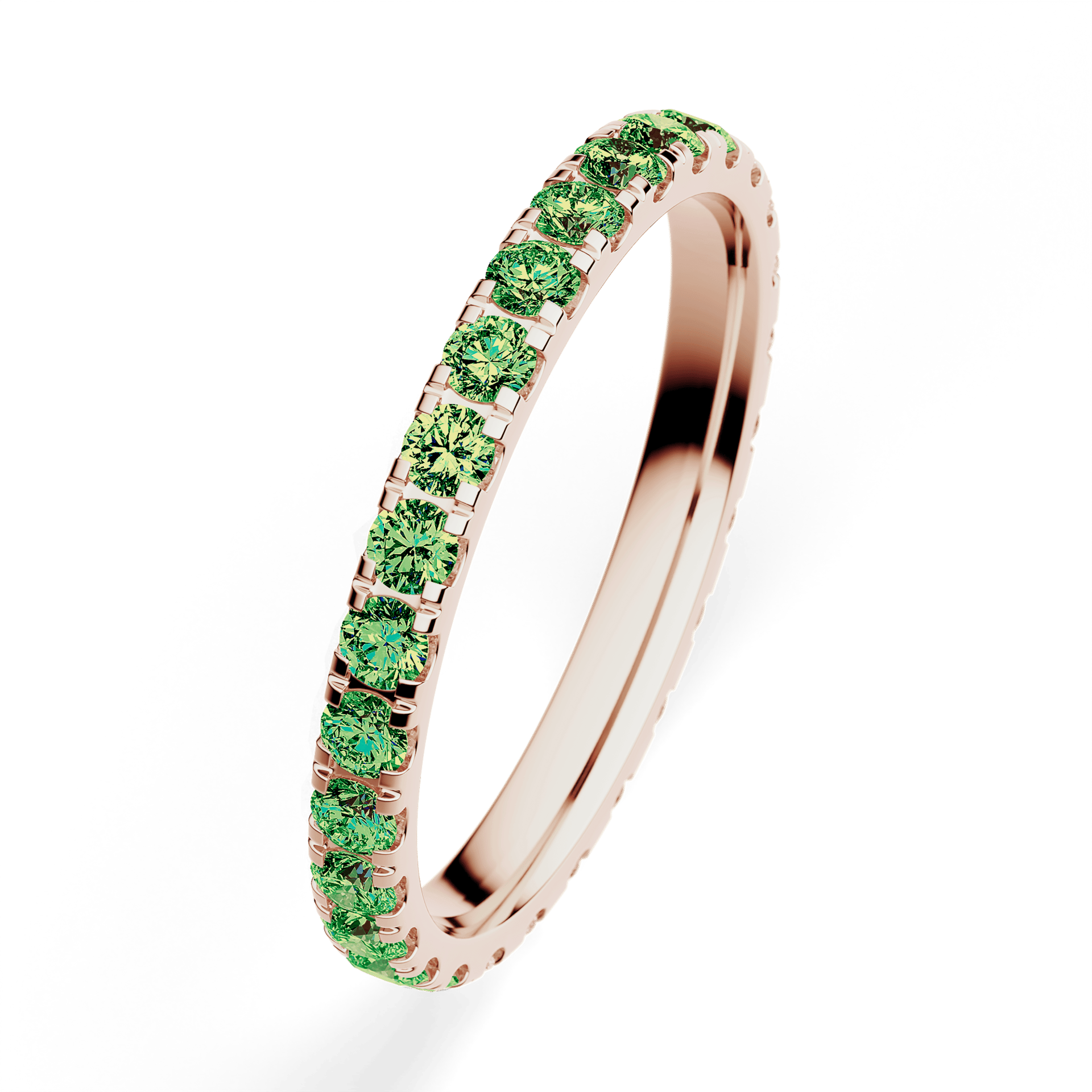 Dostawka Rosie z różowego złota z ciemnym zielonym diamentem 0,96ct