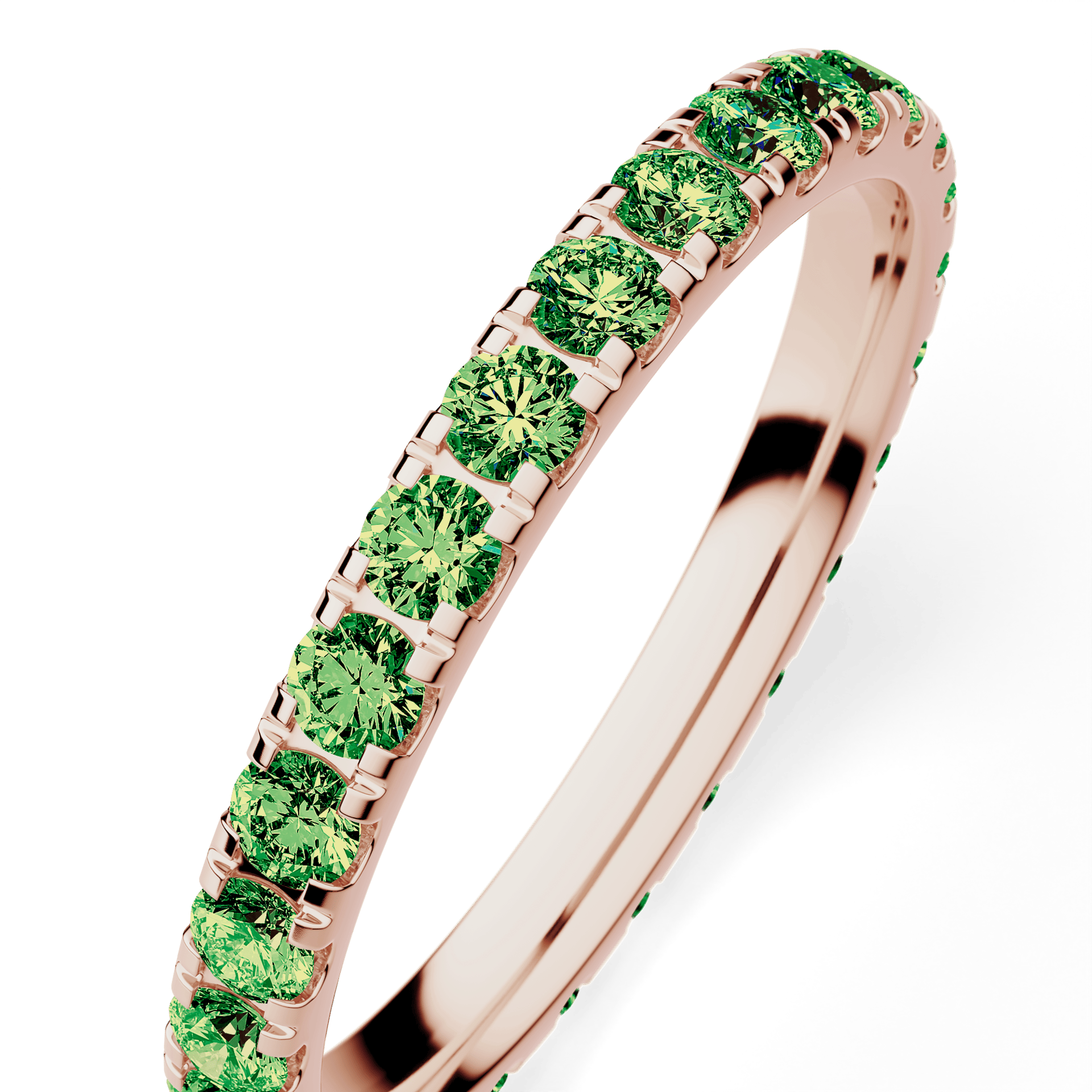 Dostawka Rosie z różowego złota z ciemnym zielonym diamentem 0,96ct