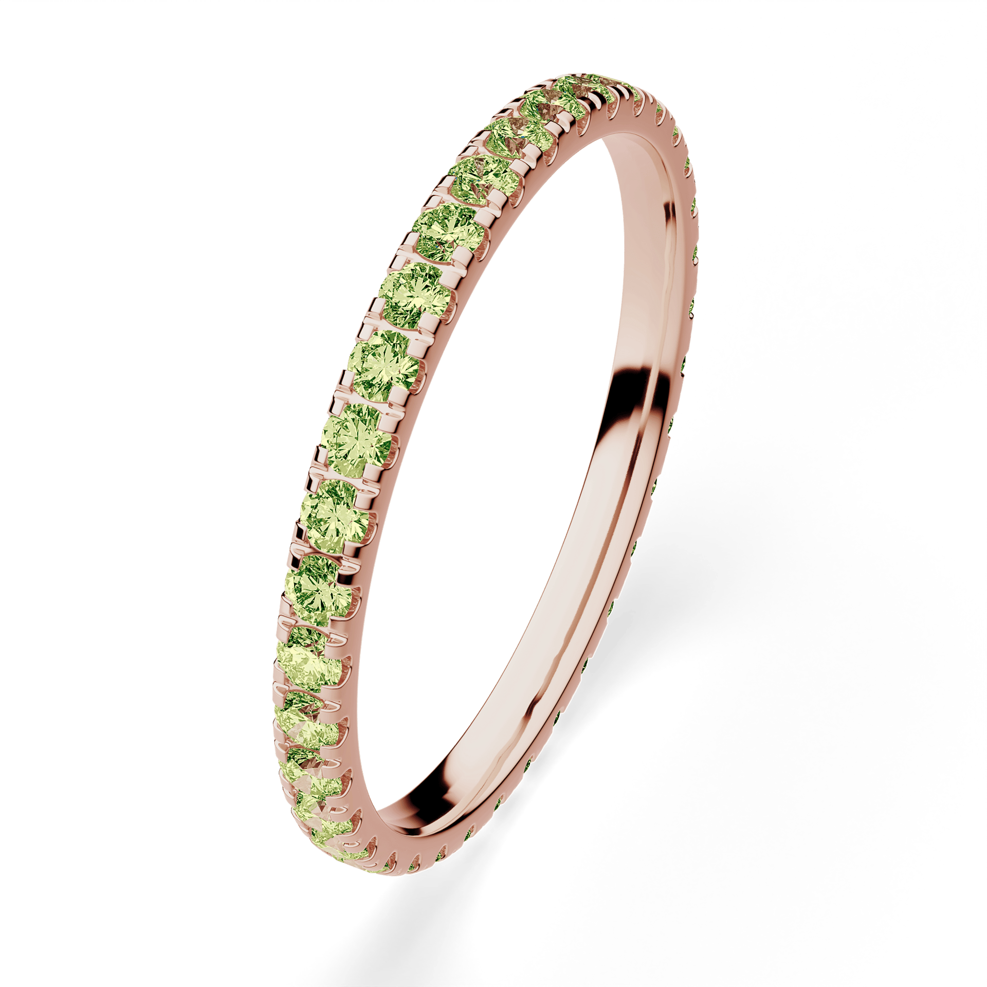 Dostawka Rosie z różowego złota z jasnym zielonym diamentem 0,53ct