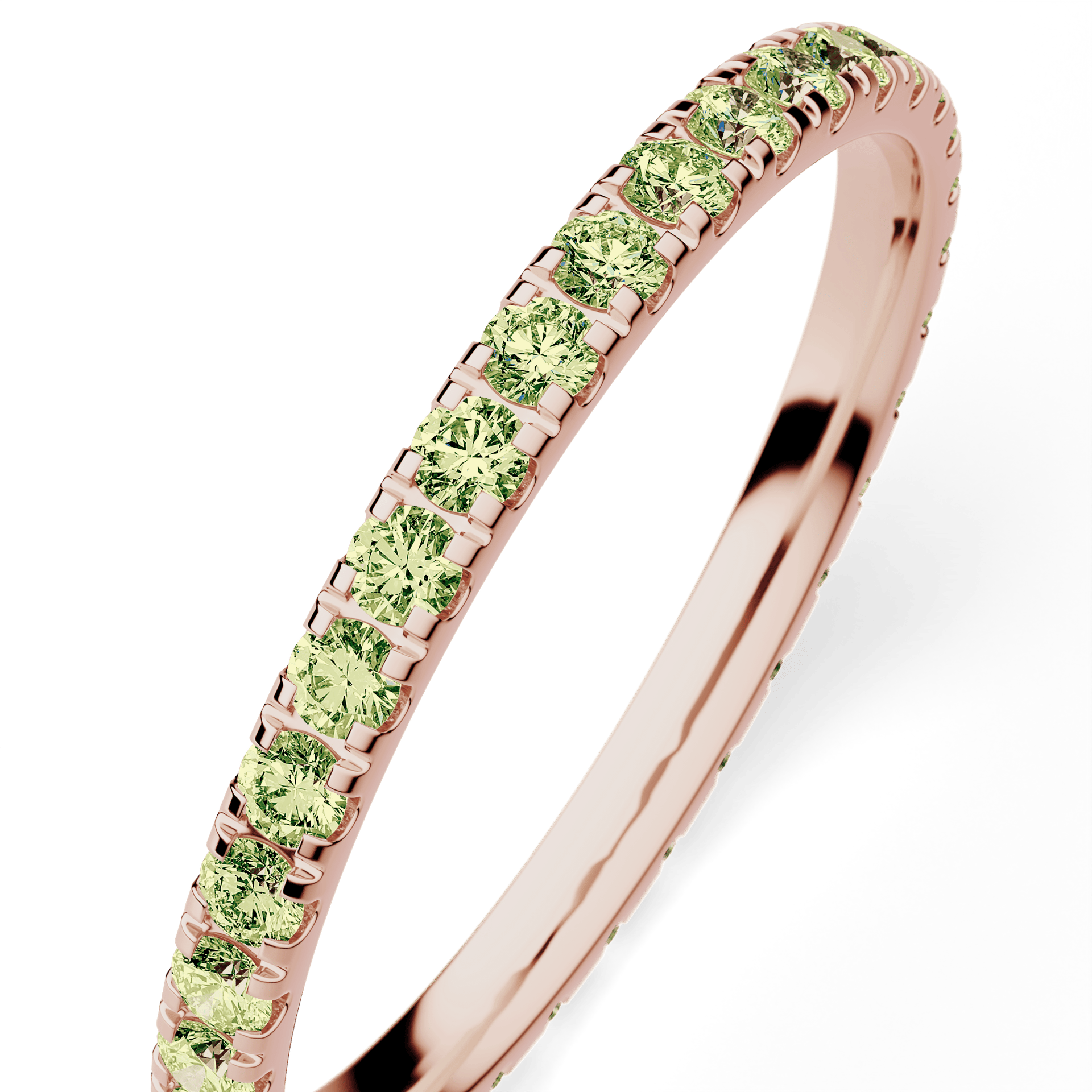 Dostawka Rosie z różowego złota z jasnym zielonym diamentem 0,53ct