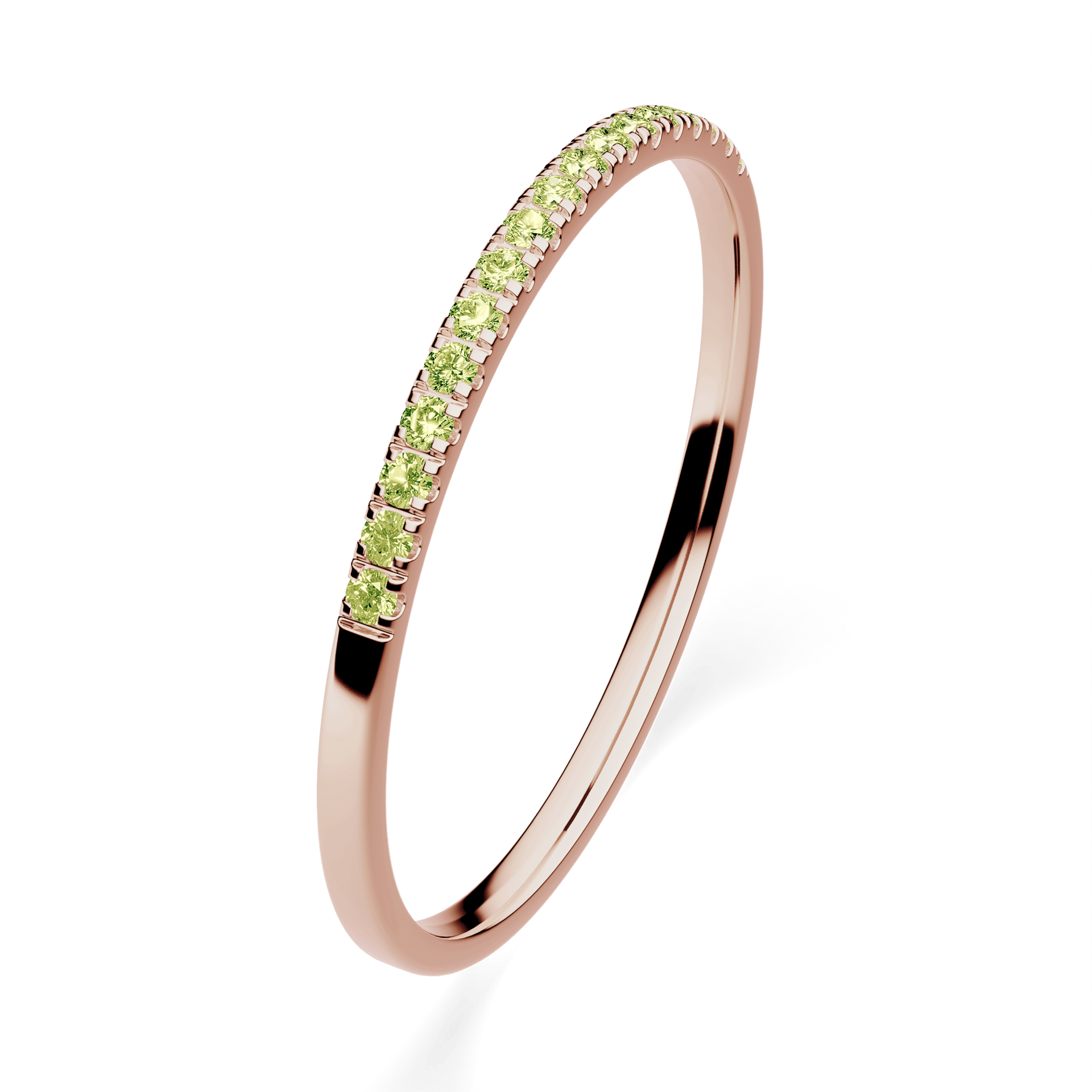 Dostawka Rosie z różowego złota z jasnym zielonym diamentem laboratoryjnym 0,08ct