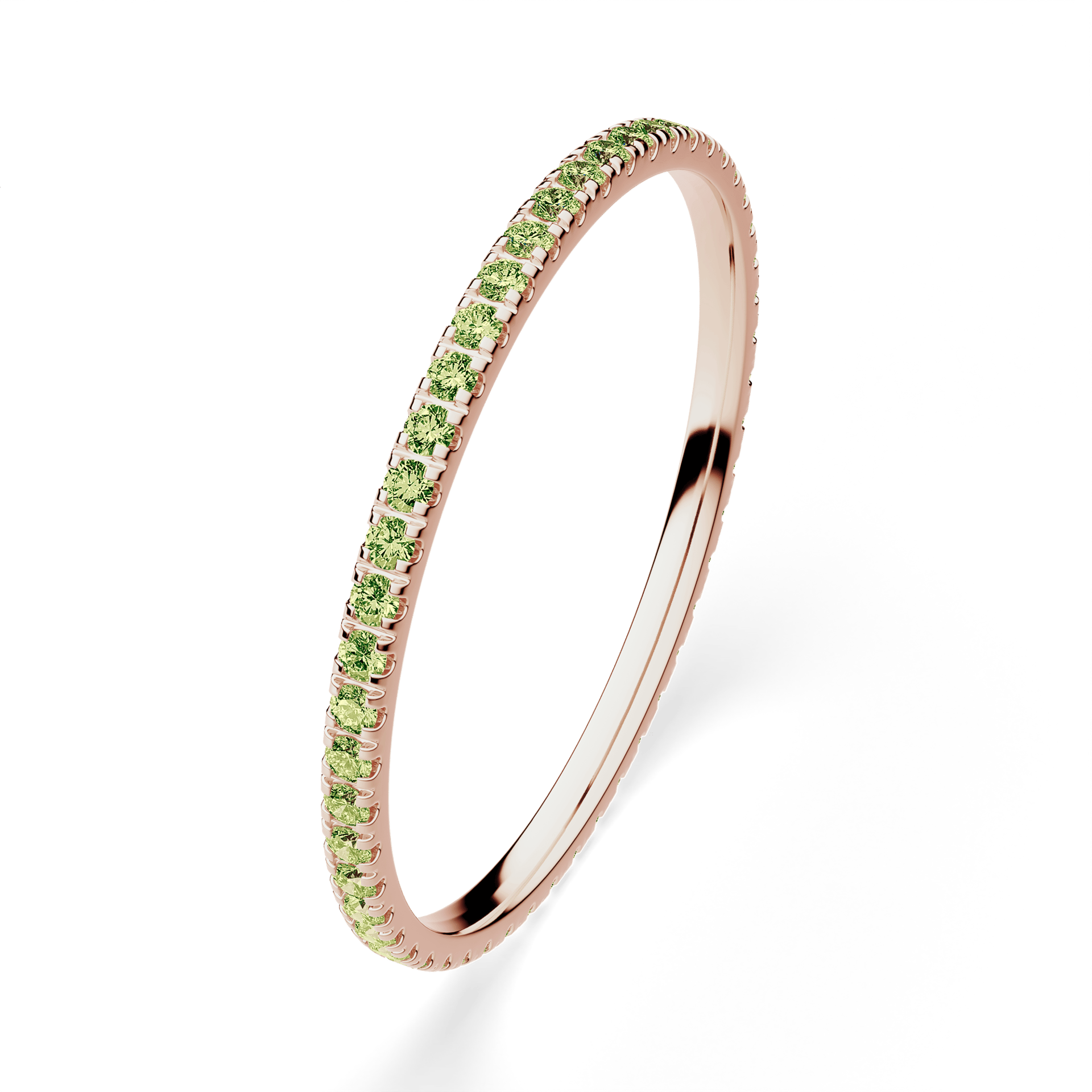 Dostawka Rosie z różowego złota z jasnym zielonym diamentem 0,25ct