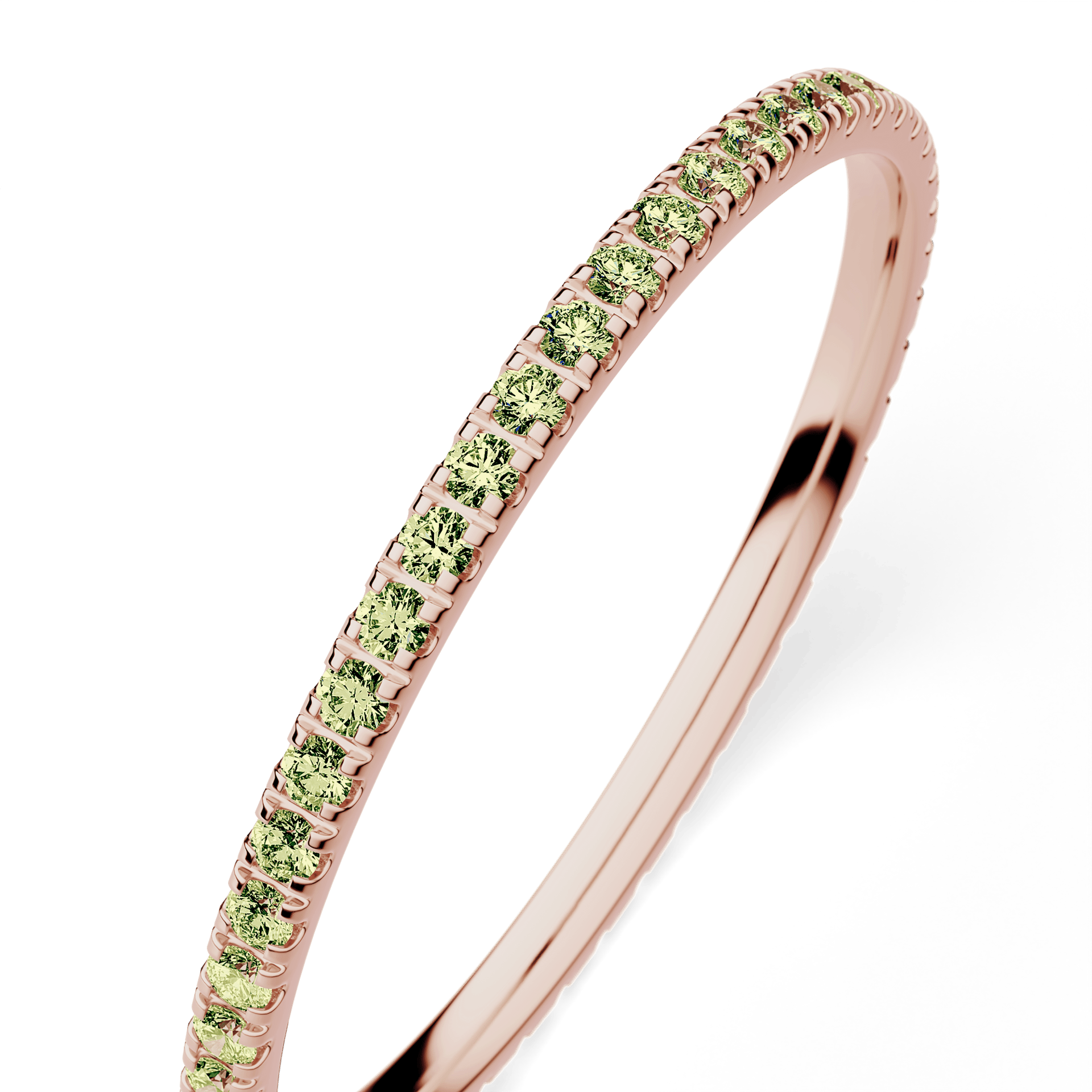 Dostawka Rosie z różowego złota z jasnym zielonym diamentem 0,25ct