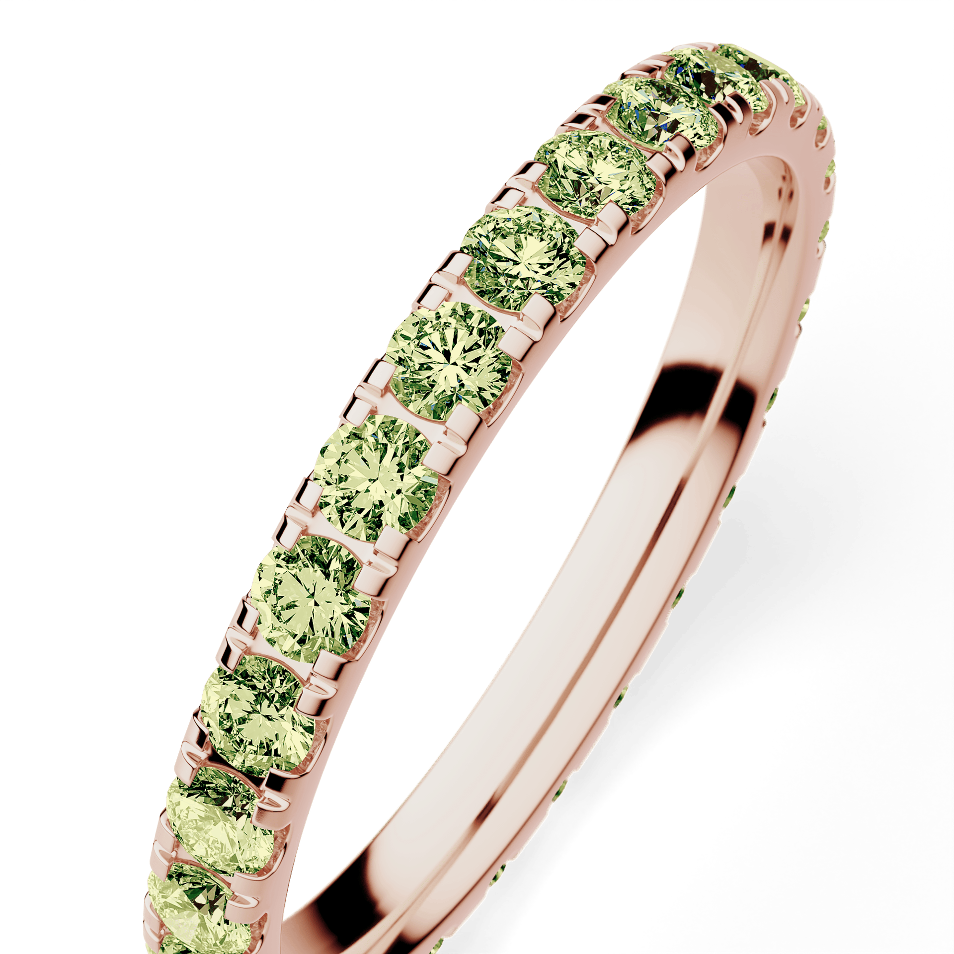 Dostawka Rosie z różowego złota z jasnym zielonym diamentem 0,96ct