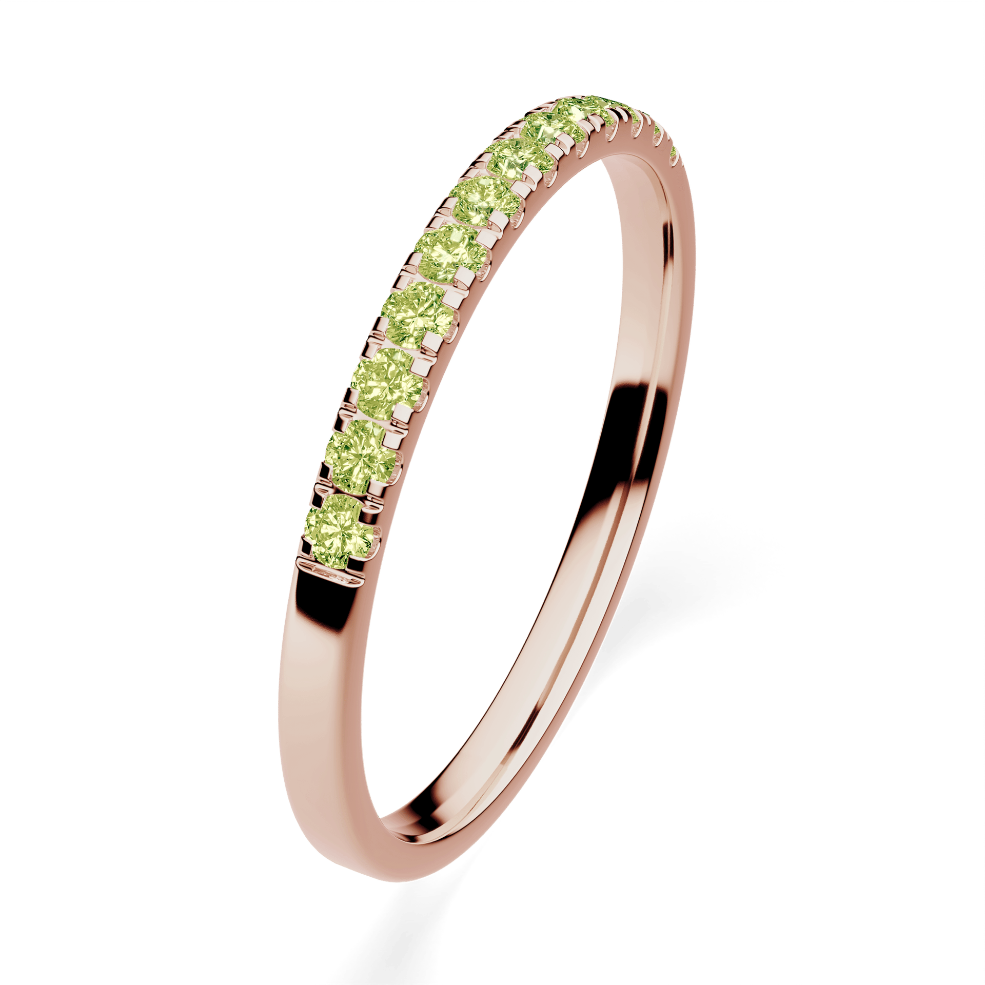 Dostawka Rosie z różowego złota z jasnym zielonym diamentem laboratoryjnym 0,18ct