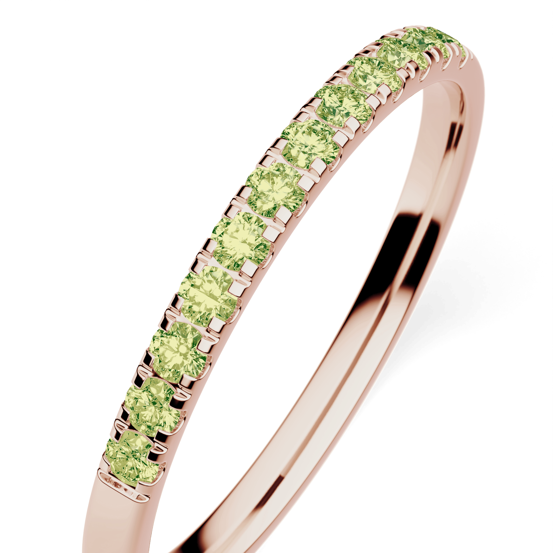 Dostawka Rosie z różowego złota z jasnym zielonym diamentem laboratoryjnym 0,18ct