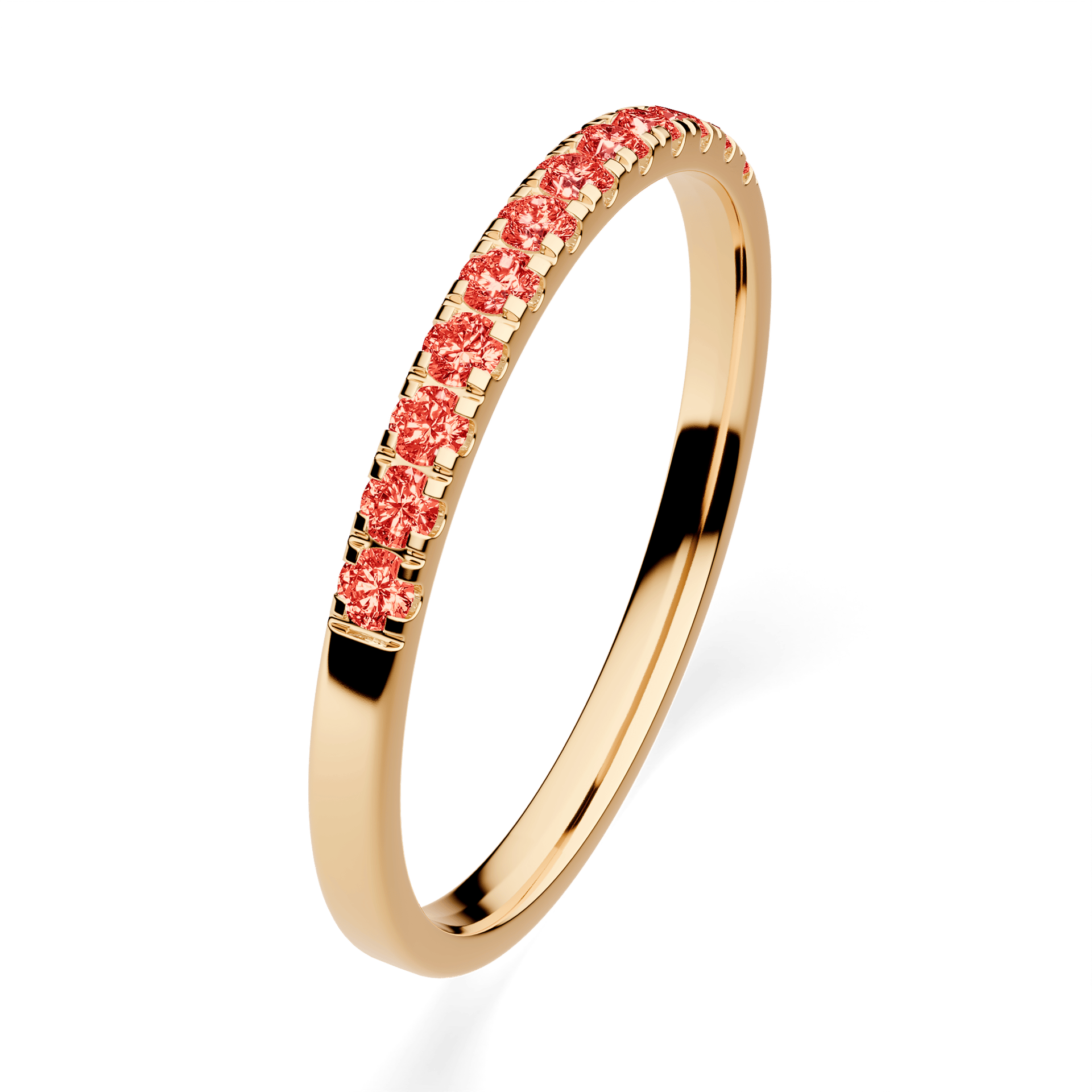 Dostawka Rosie z żółtego złota z czerwonym diamentem laboratoryjnym 0,18ct