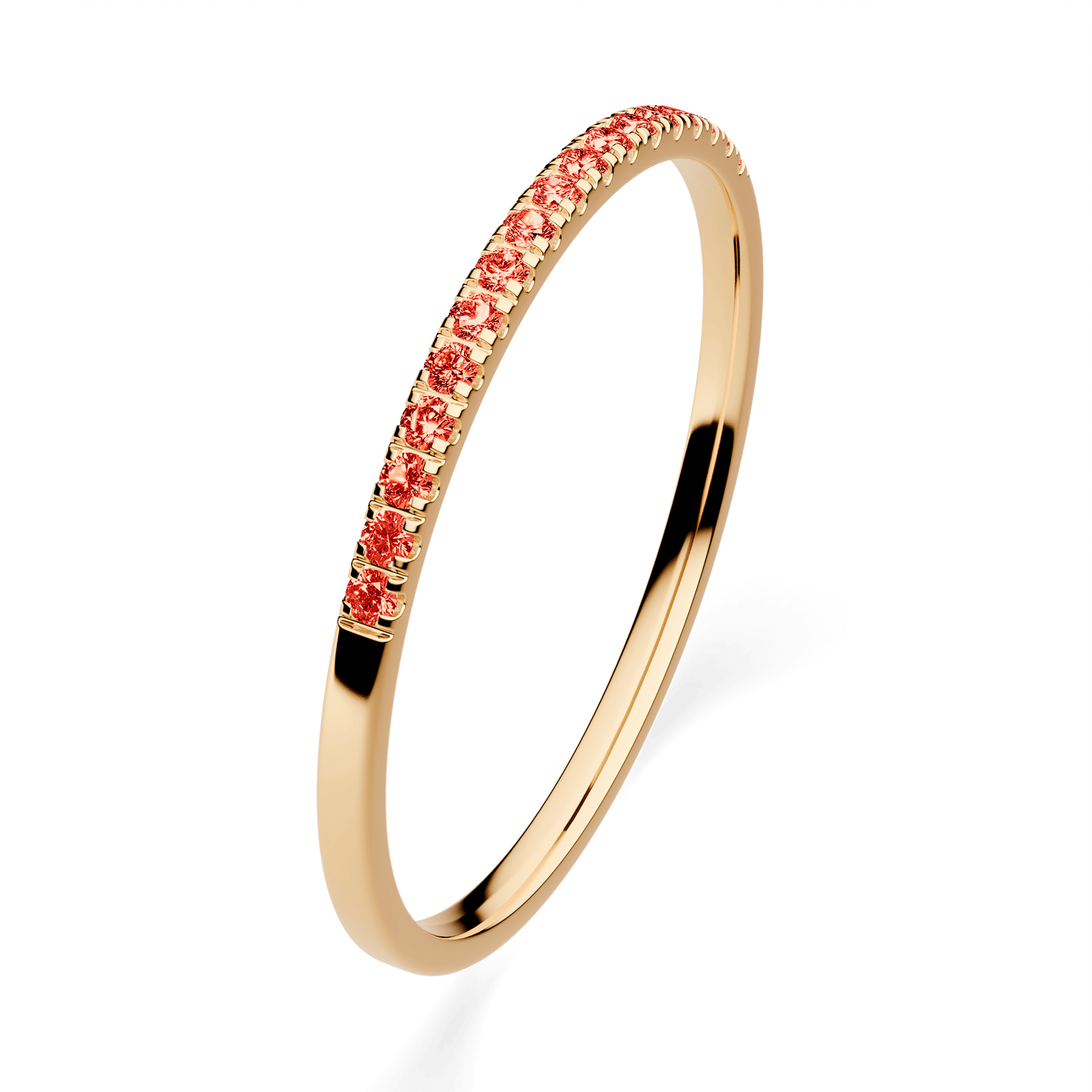 Dostawka Rosie z żółtego złota z czerwonym diamentem laboratoryjnym 0,08ct