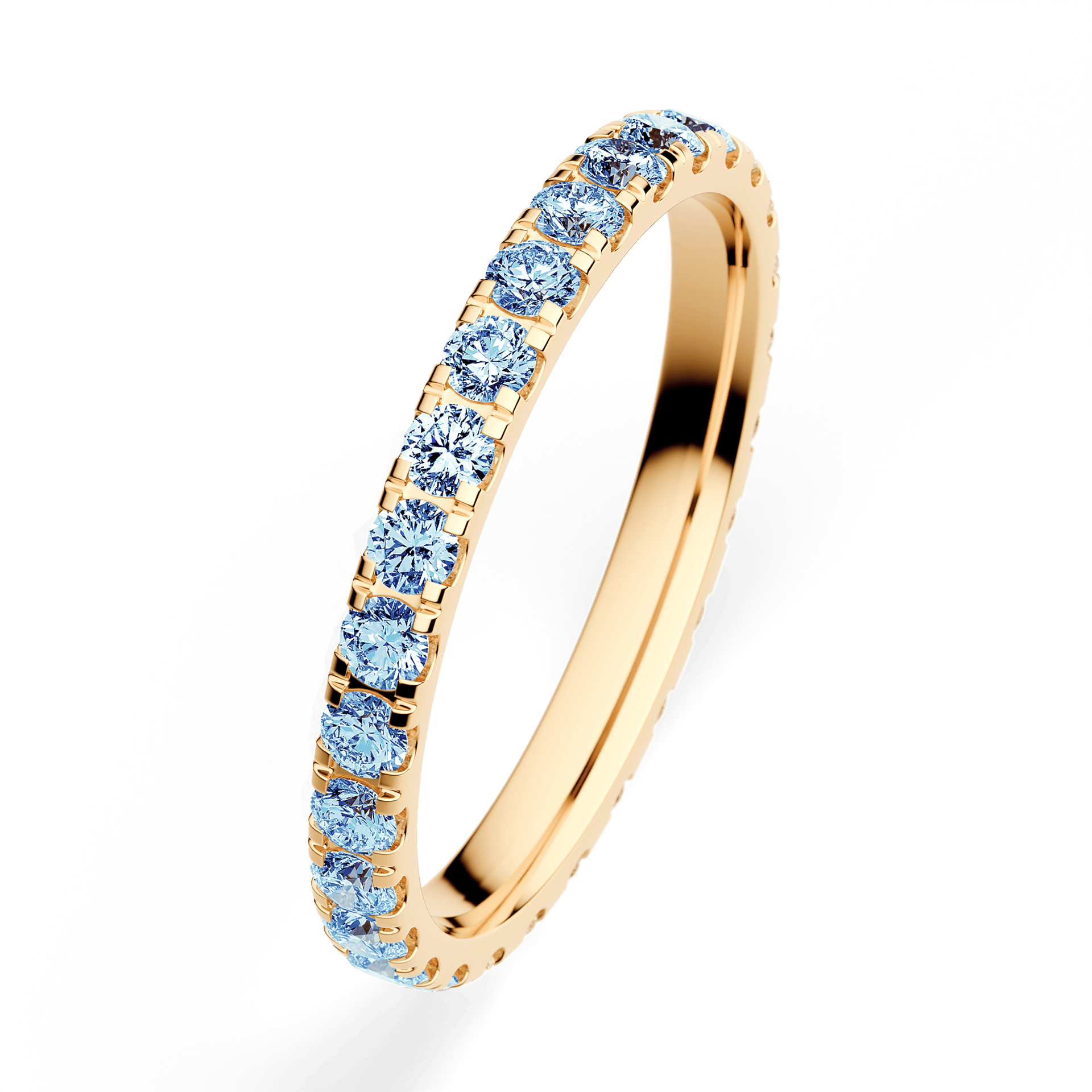 Dostawka Rosie z żółtego złota z niebieskim diamentem 0,96ct