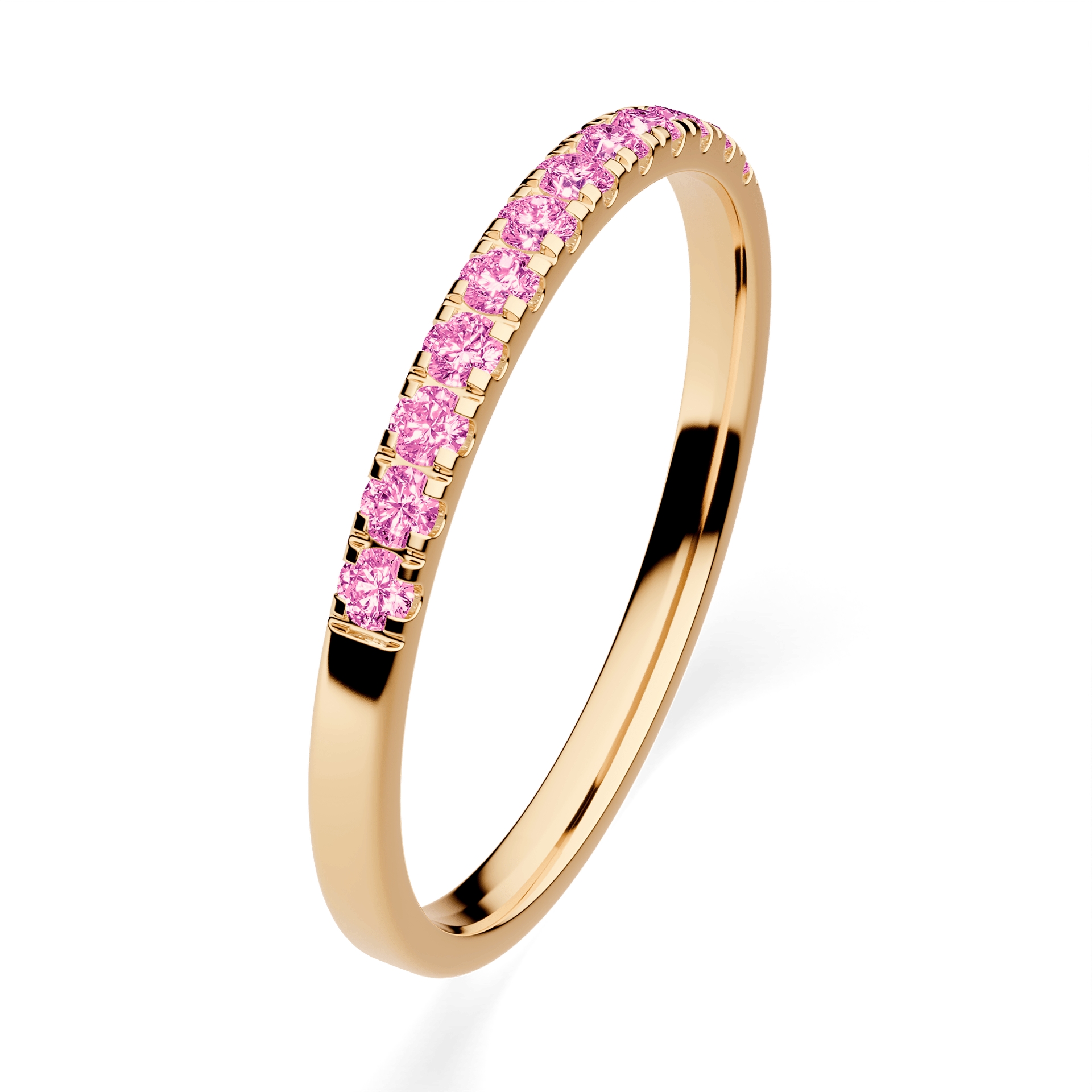 Dostawka Rosie z żółtego złota z różowym diamentem laboratoryjnym 0,18ct