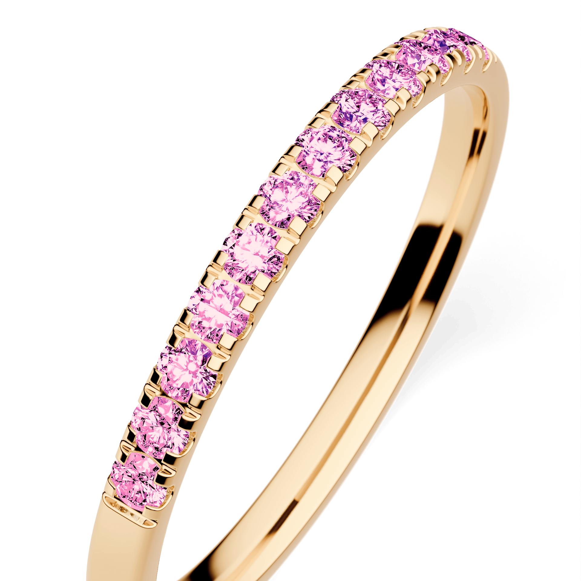 Dostawka Rosie z żółtego złota z różowym diamentem laboratoryjnym 0,18ct