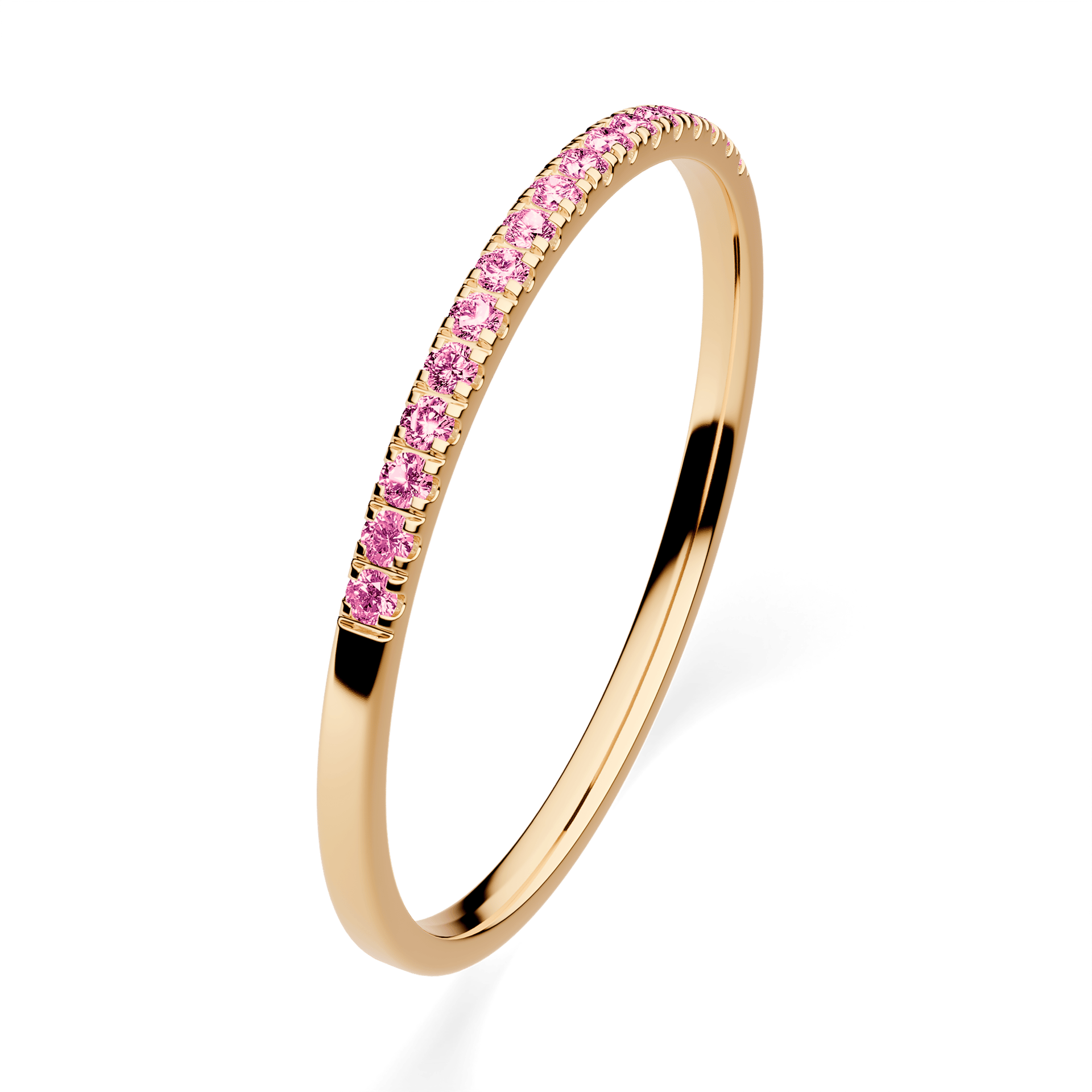 Dostawka Rosie z żółtego złota z różowym diamentem laboratoryjnym 0,08ct