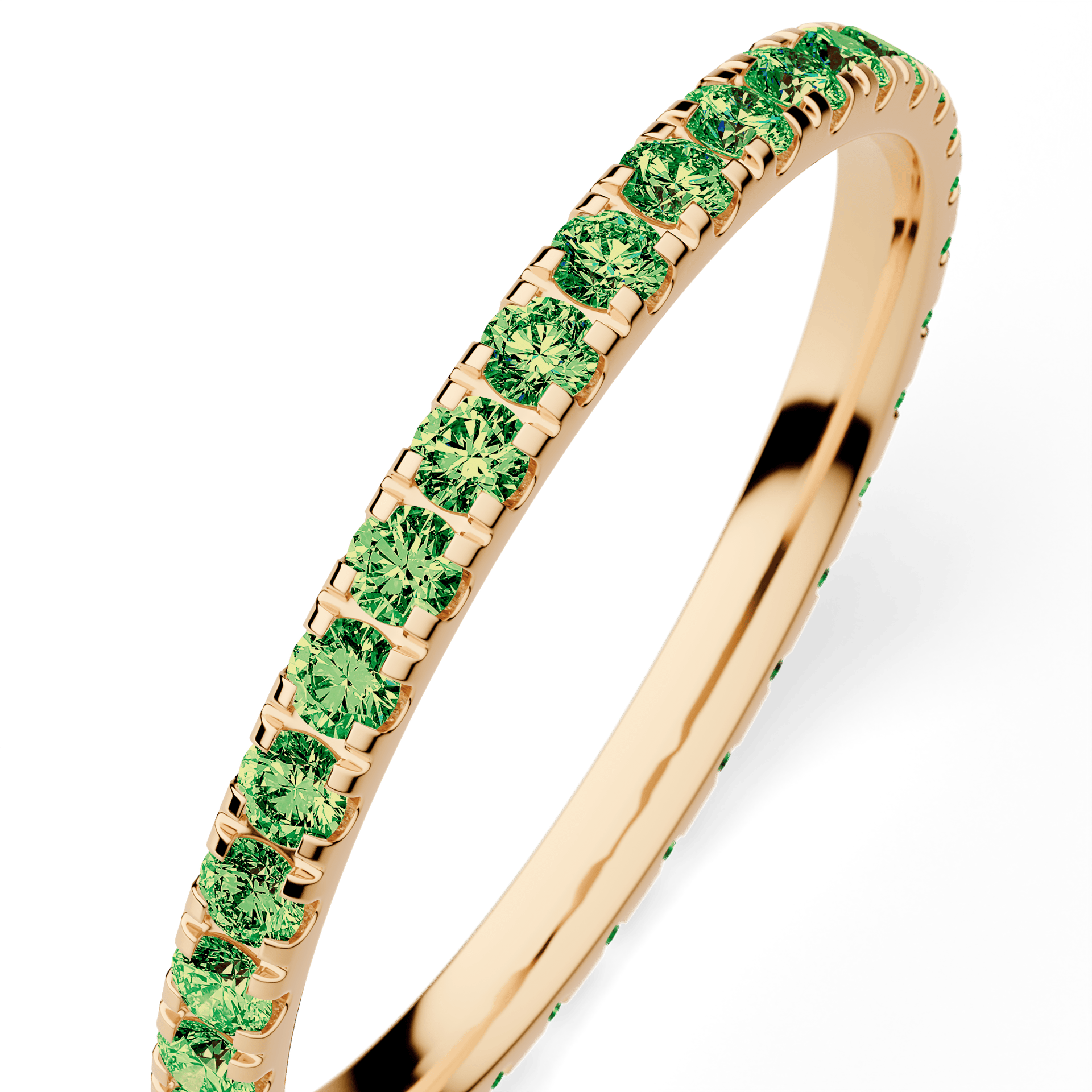 Dostawka Rosie z żółtego złota z ciemnym zielonym diamentem 0,53ct