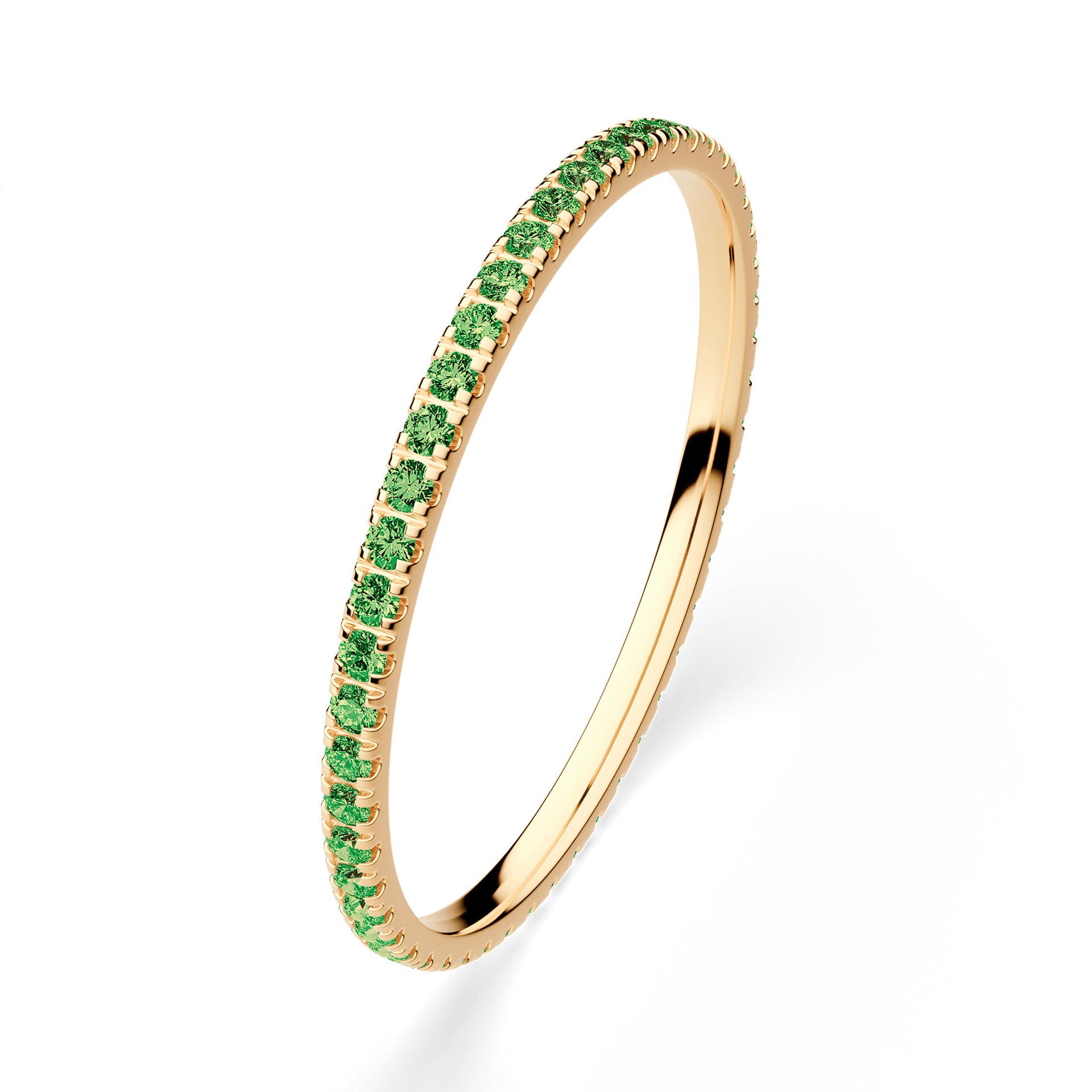 Dostawka Rosie z żółtego złota z ciemnym zielonym diamentem 0,25ct