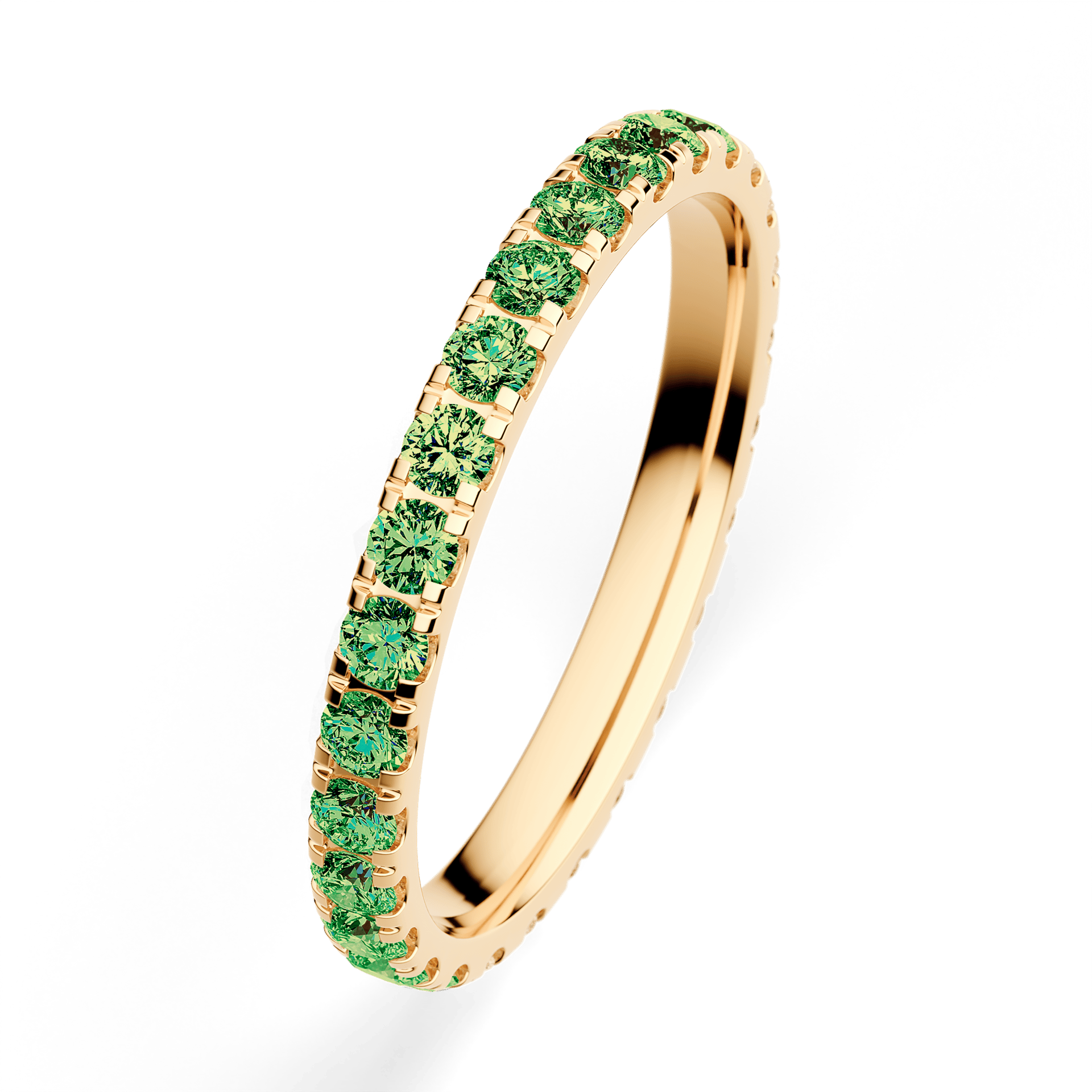 Dostawka Rosie z żółtego złota z ciemnym zielonym diamentem 0,96ct