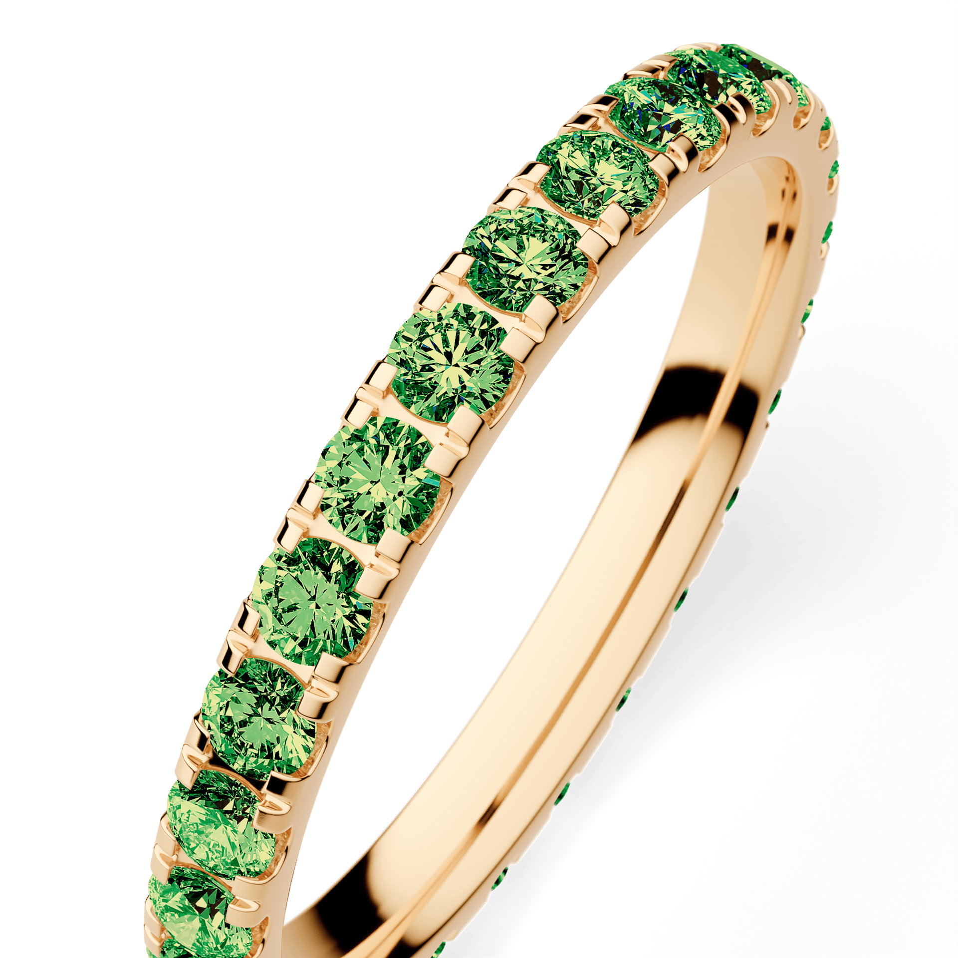 Dostawka Rosie z żółtego złota z ciemnym zielonym diamentem 0,96ct