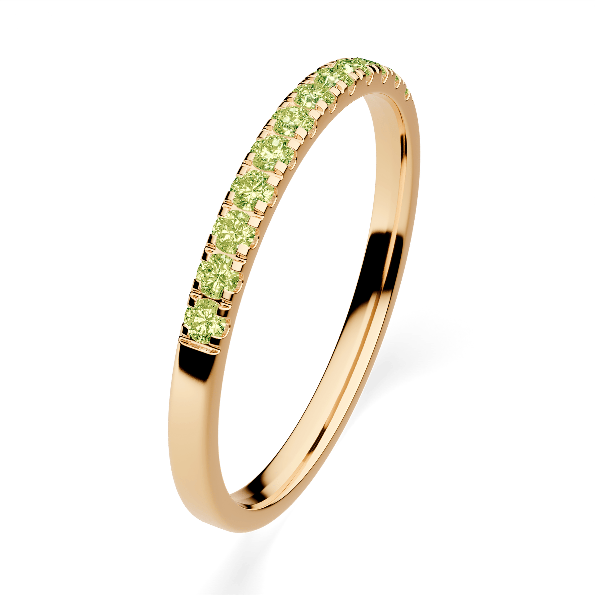 Dostawka Rosie z żółtego złota z jasnym zielonym diamentem laboratoryjnym 0,18ct