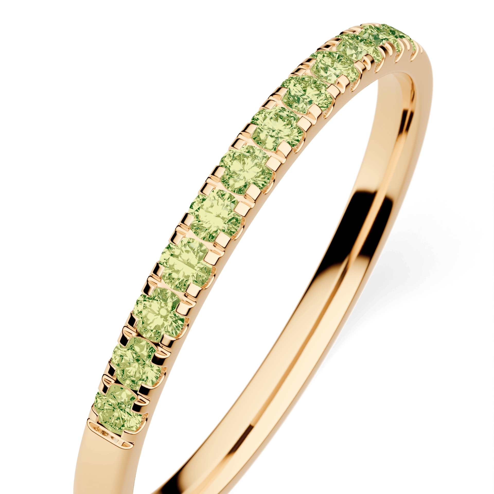 Dostawka Rosie z żółtego złota z jasnym zielonym diamentem laboratoryjnym 0,18ct