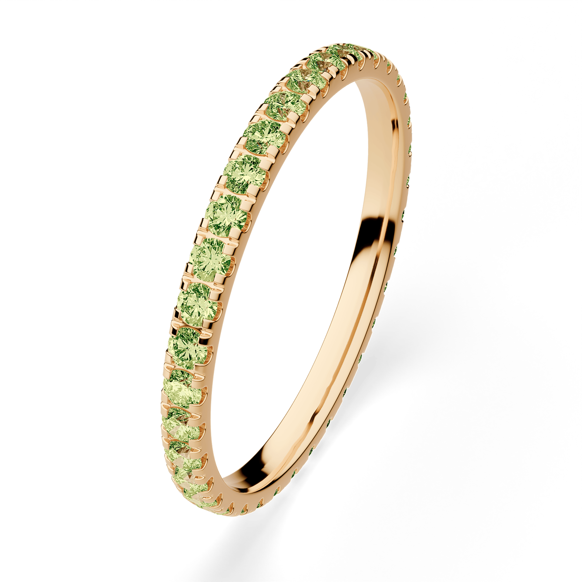 Dostawka Rosie z żółtego złota z jasnym zielonym diamentem 0,53ct