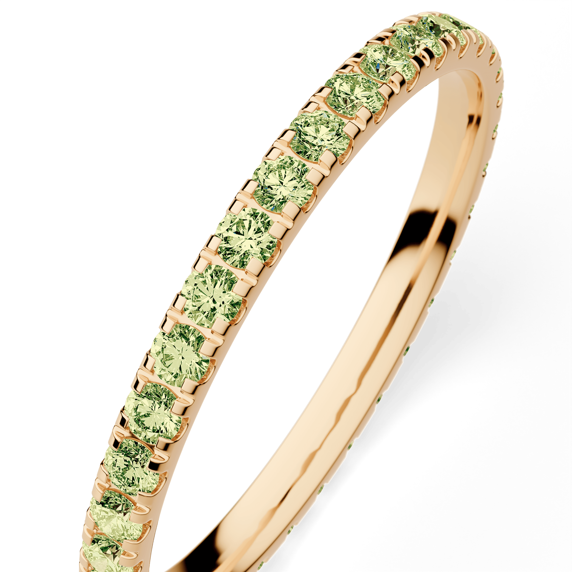 Dostawka Rosie z żółtego złota z jasnym zielonym diamentem 0,53ct