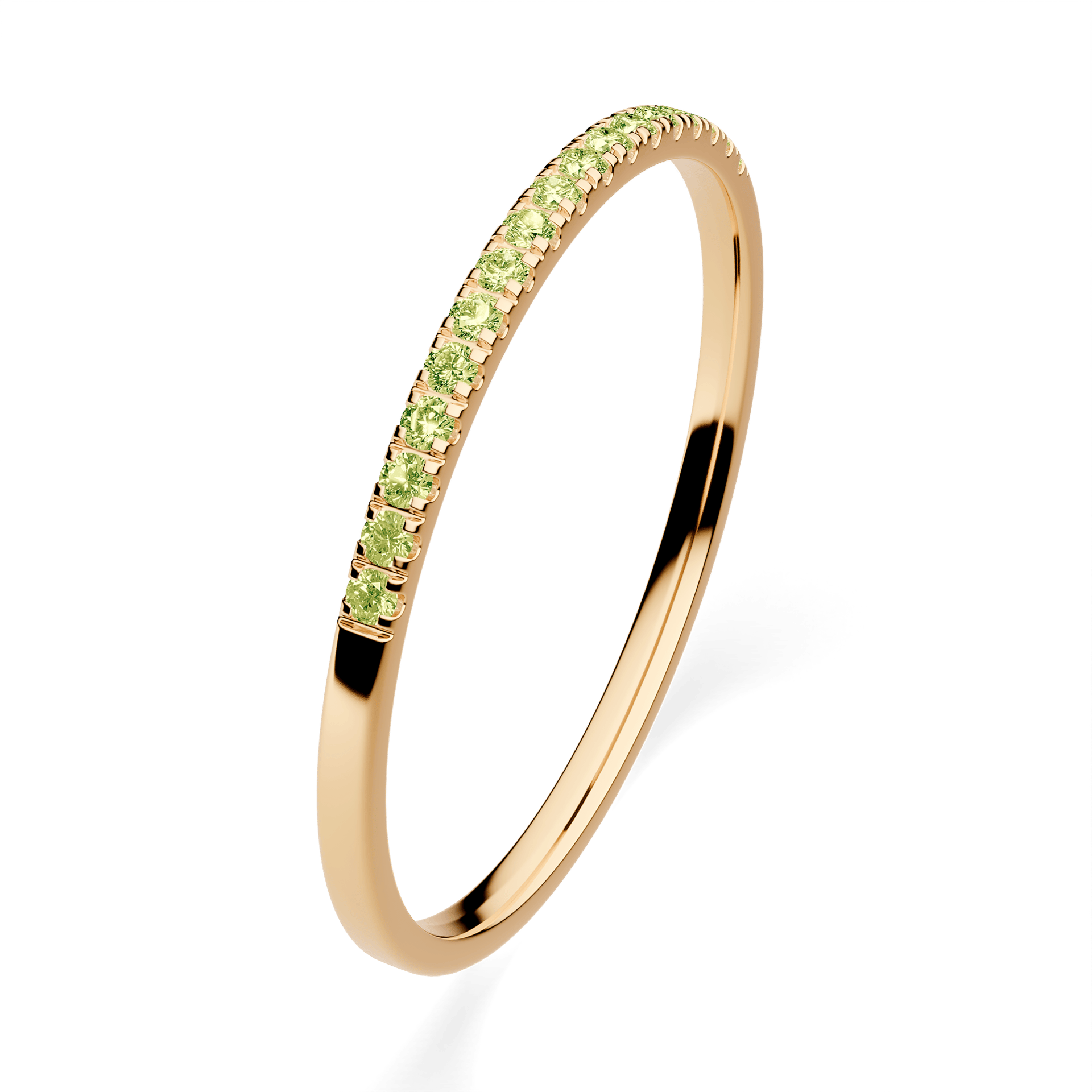 Dostawka Rosie z żółtego złota z jasnym zielonym diamentem laboratoryjnym 0,08ct