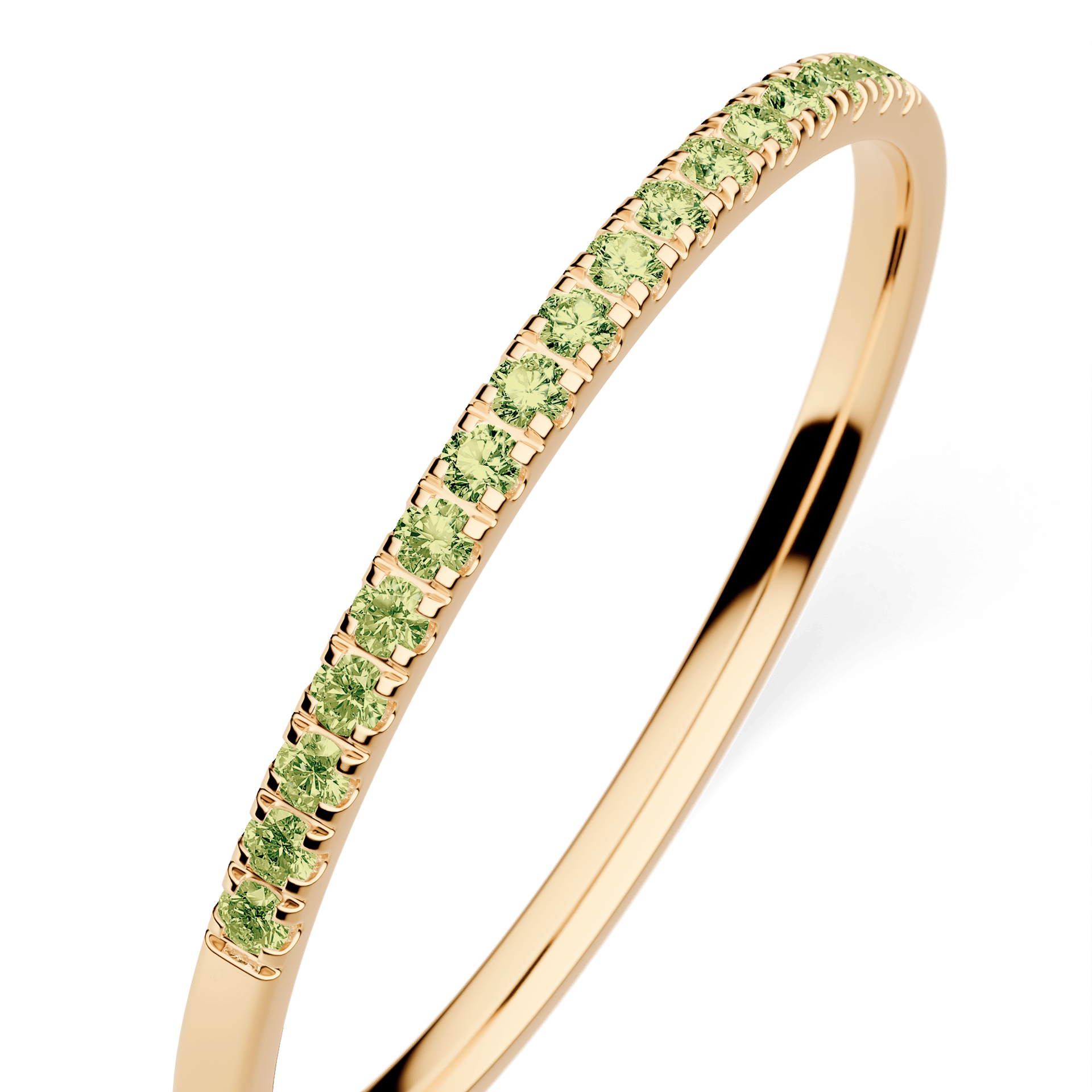 Dostawka Rosie z żółtego złota z jasnym zielonym diamentem laboratoryjnym 0,08ct