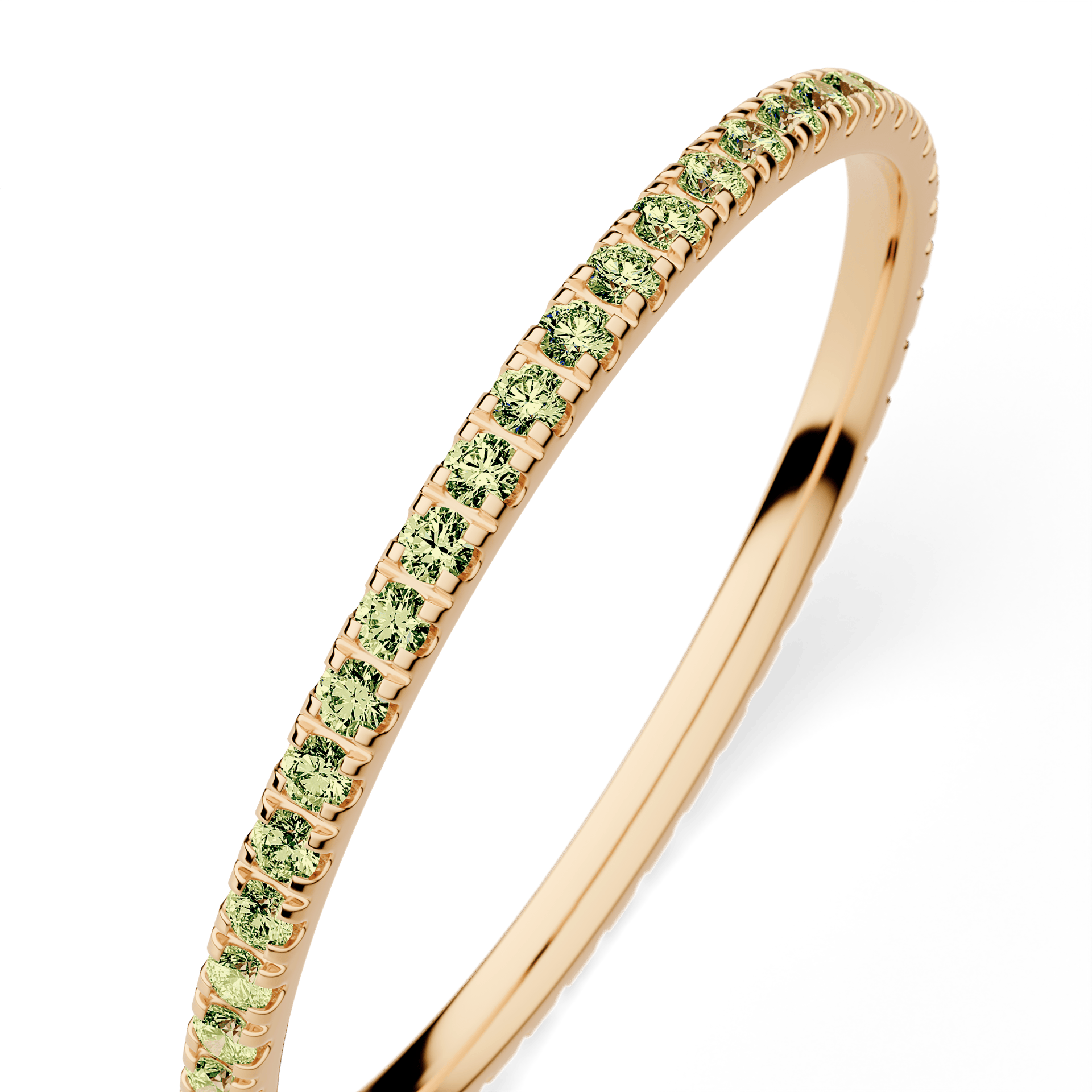 Dostawka Rosie z żółtego złota z jasnym zielonym diamentem 0,25ct