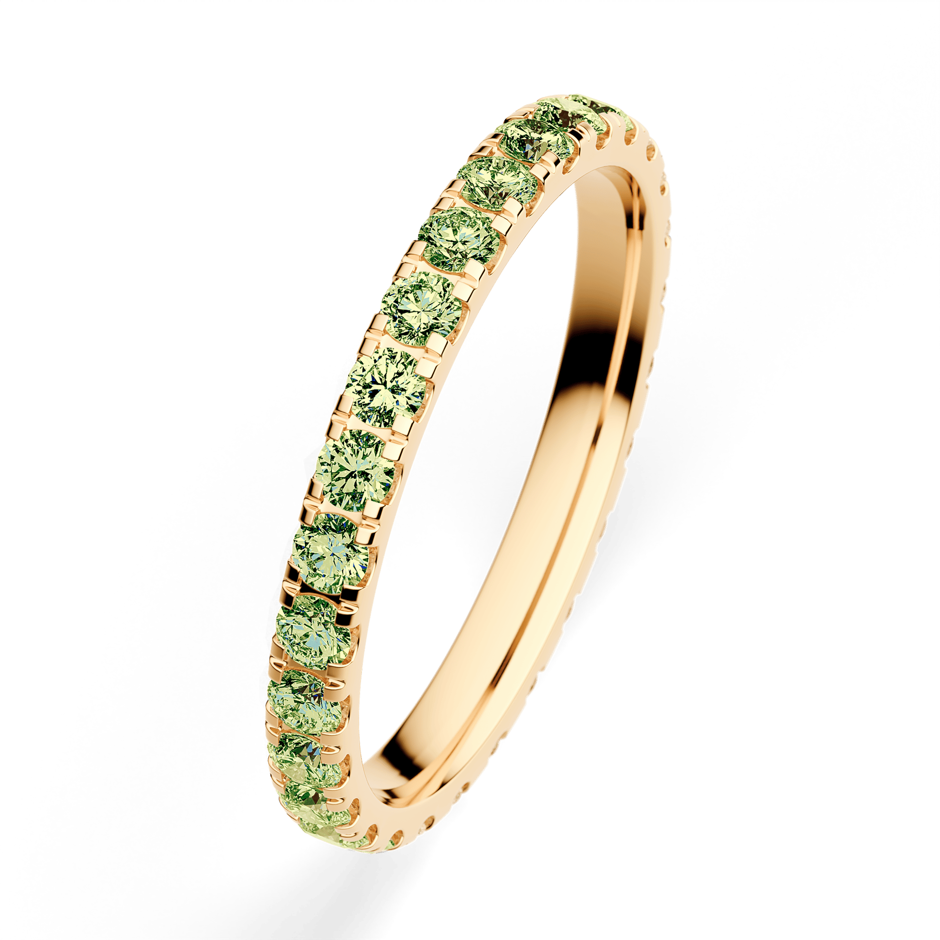 Dostawka Rosie z żółtego złota z jasnym zielonym diamentem 0,96ct